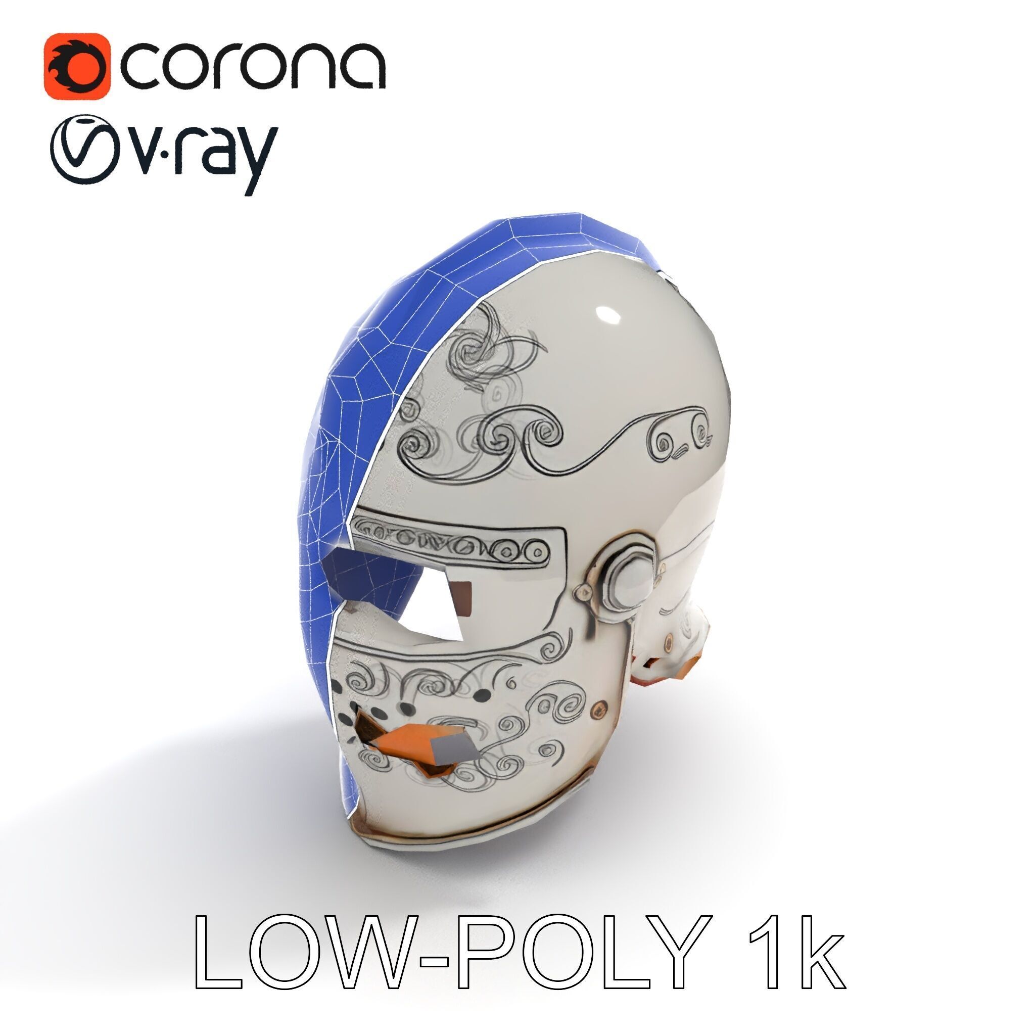 Ornate Medieval Helmet D Model Pack Low-poly 3D model_12