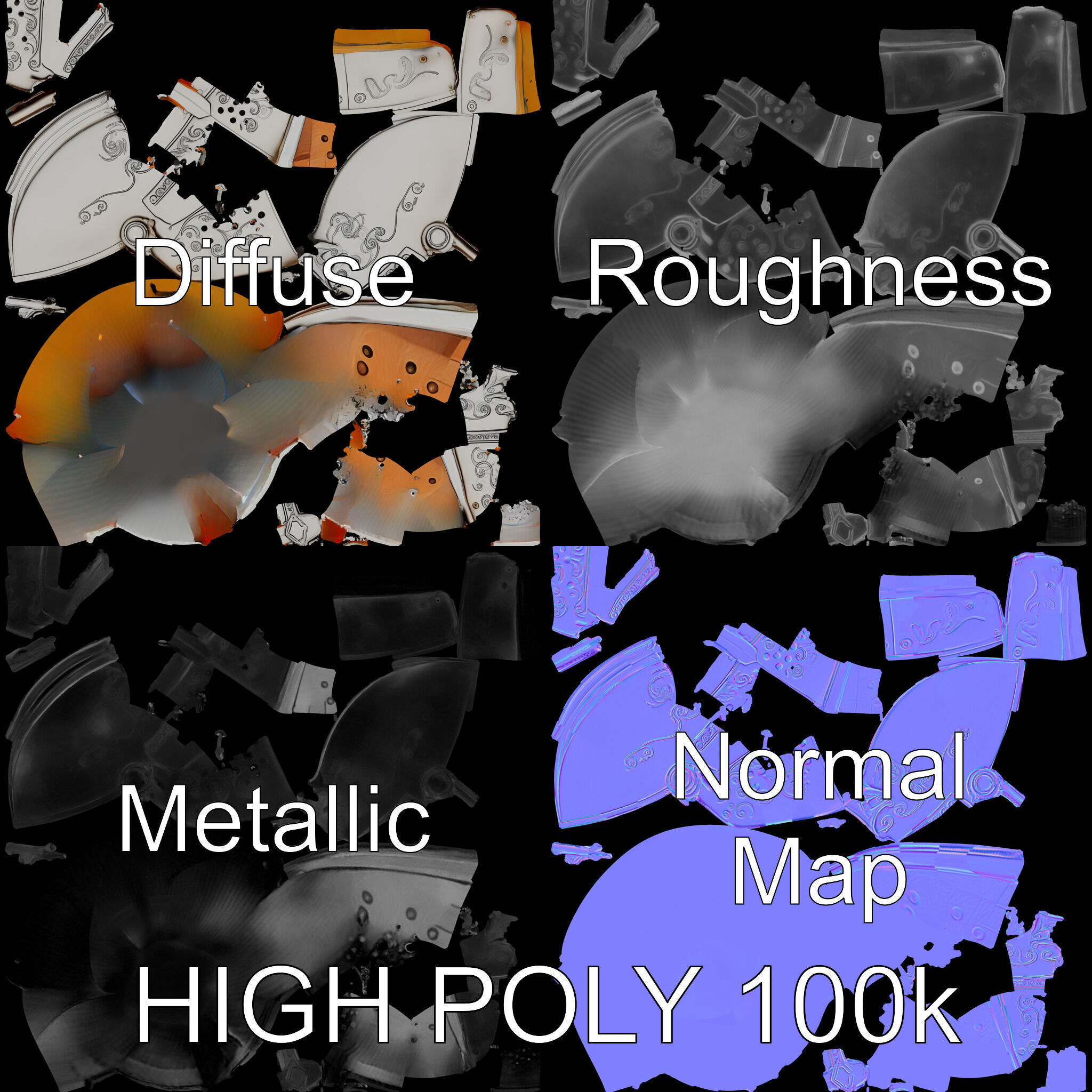 Ornate Medieval Helmet D Model Pack Low-poly 3D model_2