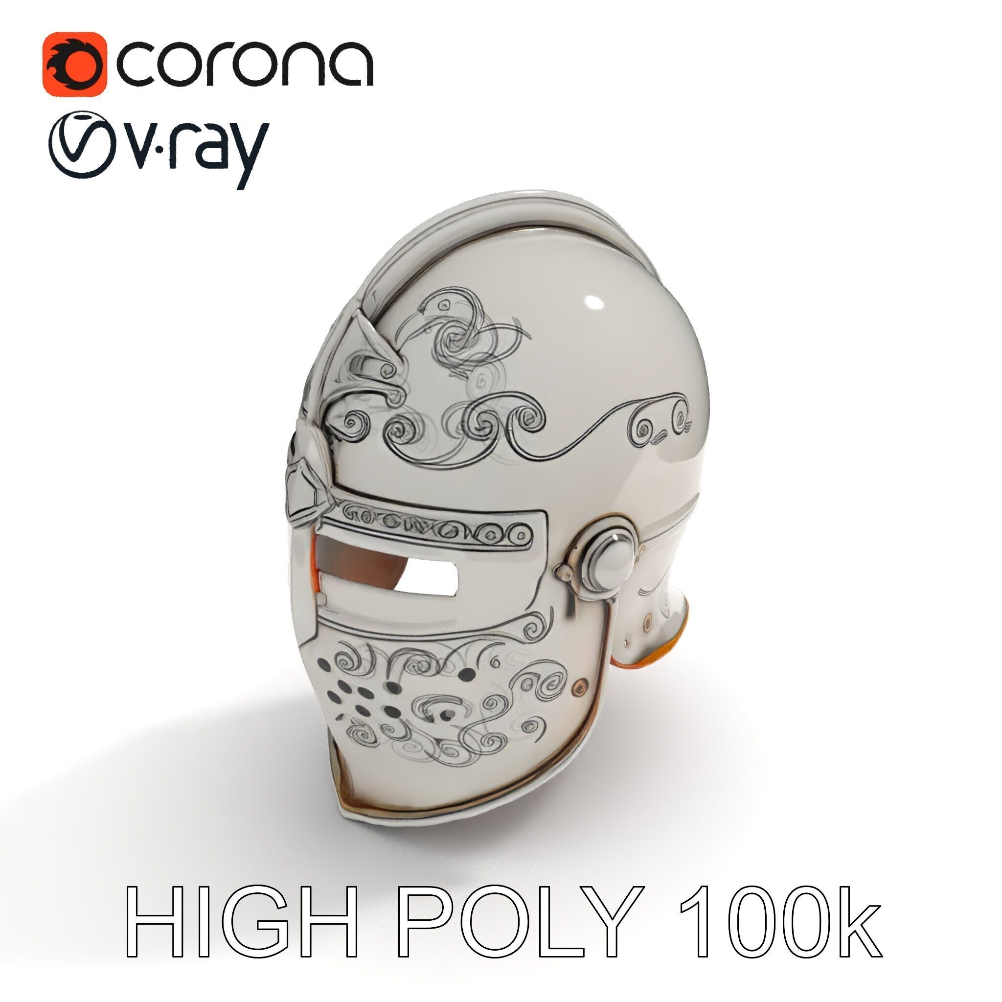 Ornate Medieval Helmet D Model Pack Low-poly 3D model_24