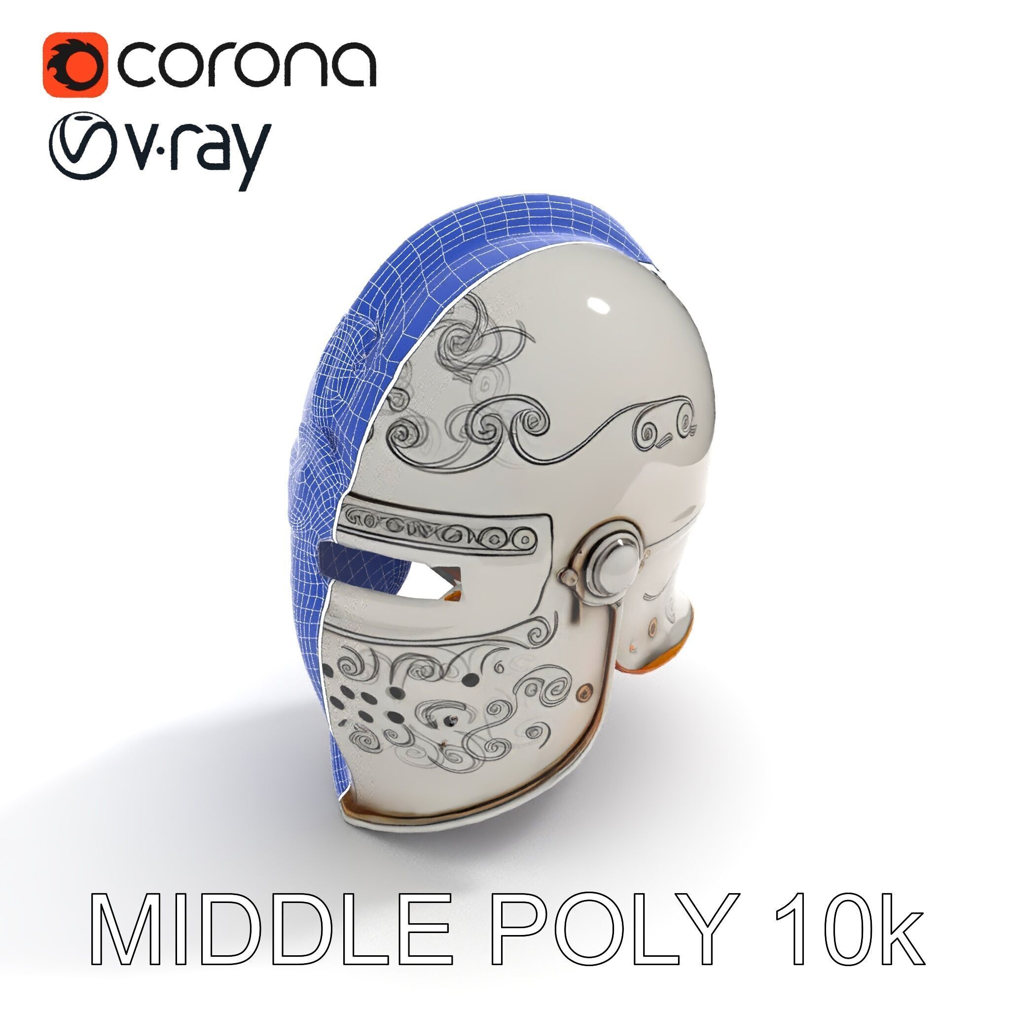 Ornate Medieval Helmet D Model Pack Low-poly 3D model_17