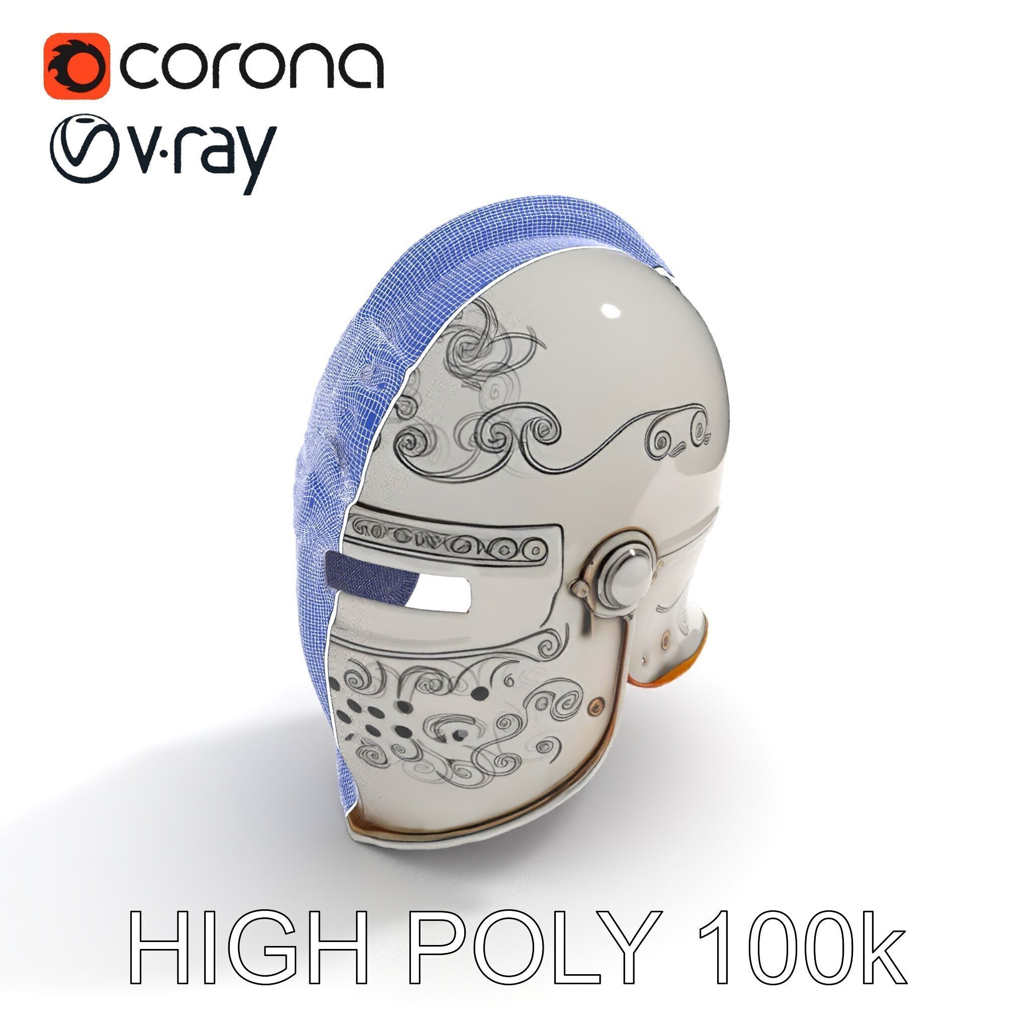 Ornate Medieval Helmet D Model Pack Low-poly 3D model_13