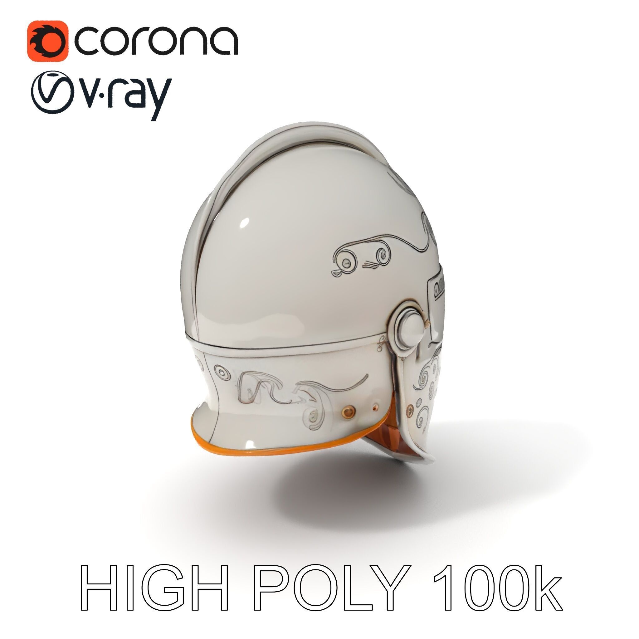 Ornate Medieval Helmet D Model Pack Low-poly 3D model_3