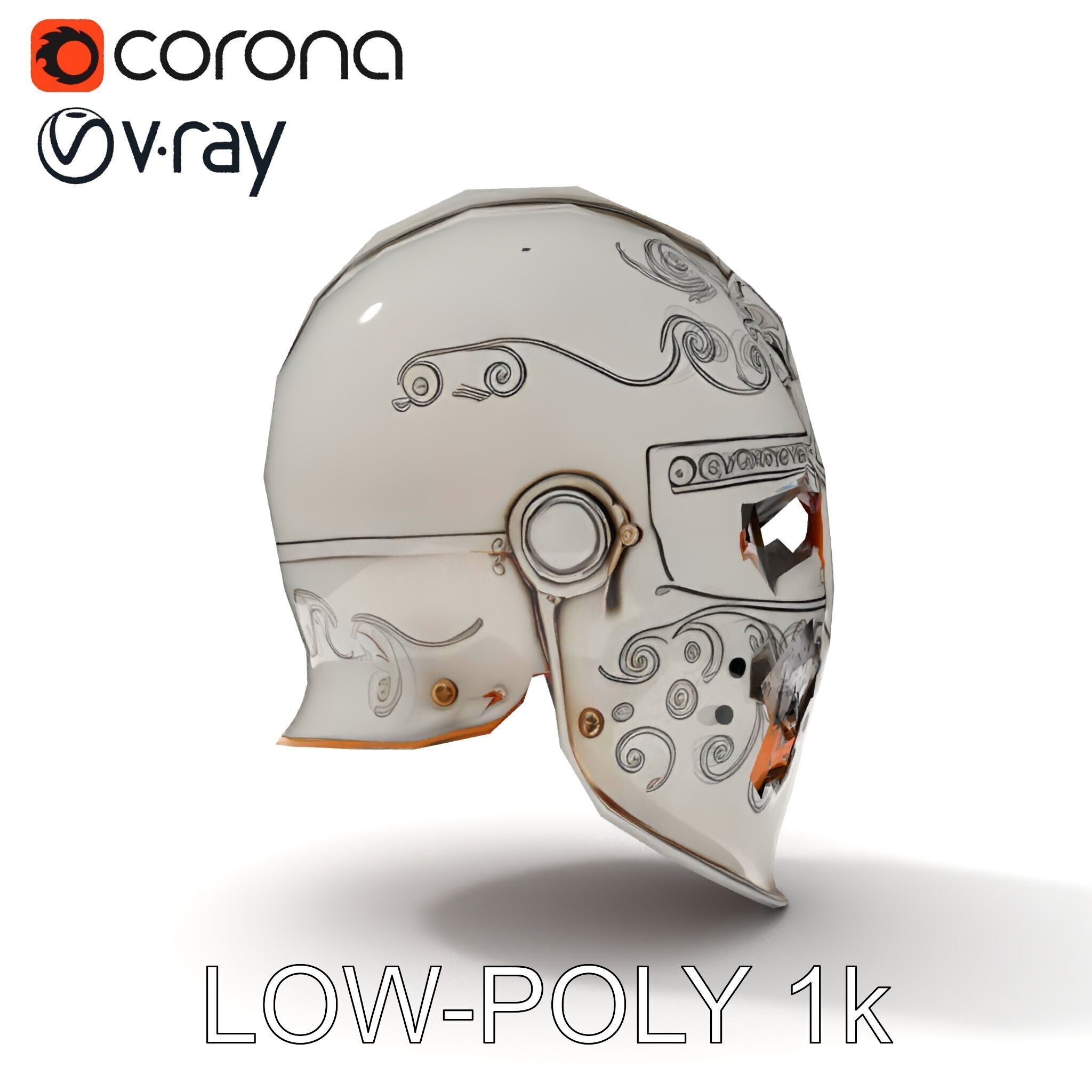 Ornate Medieval Helmet D Model Pack Low-poly 3D model_34