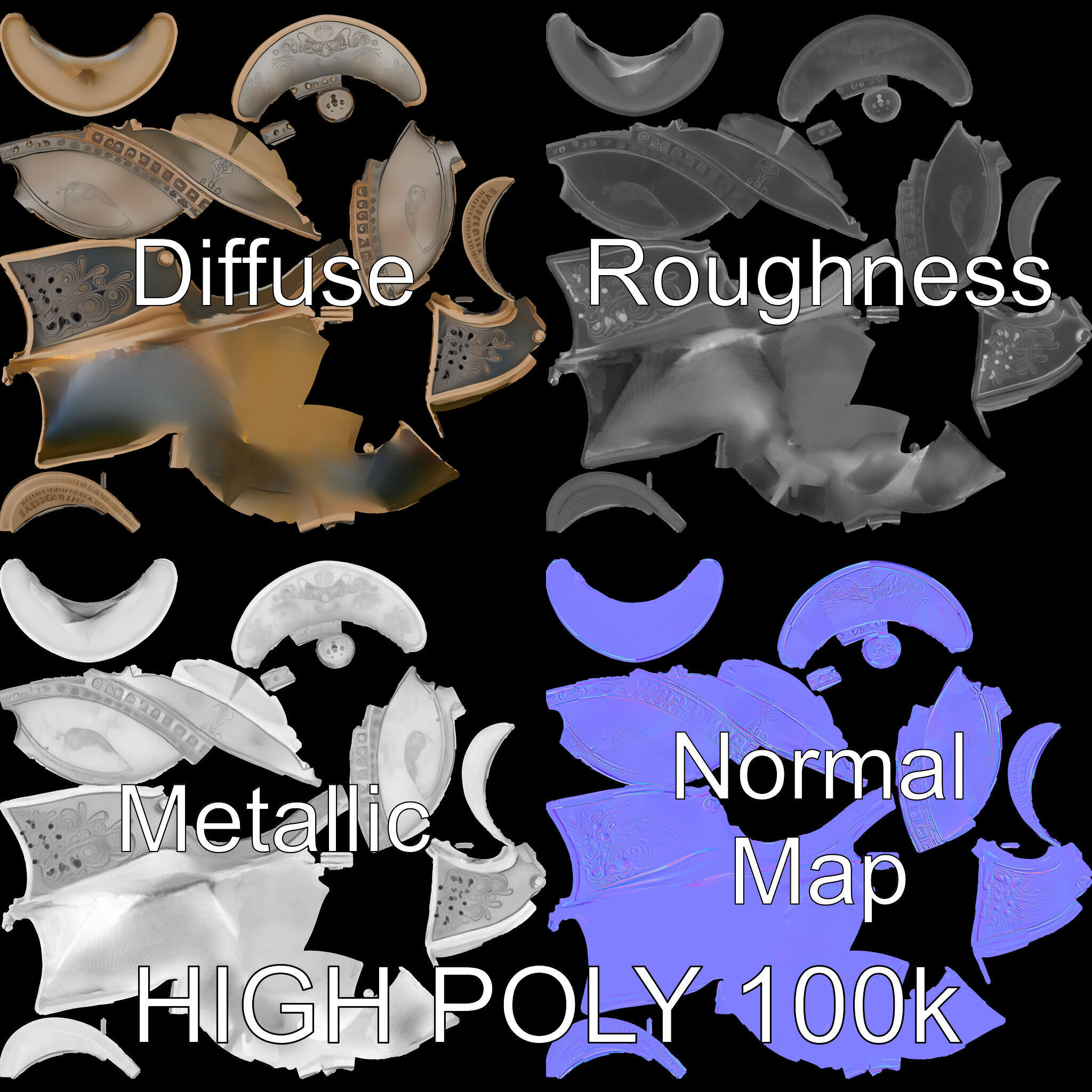 Roman Gladiator Helmet D Model Pack Low-poly 3D model_2