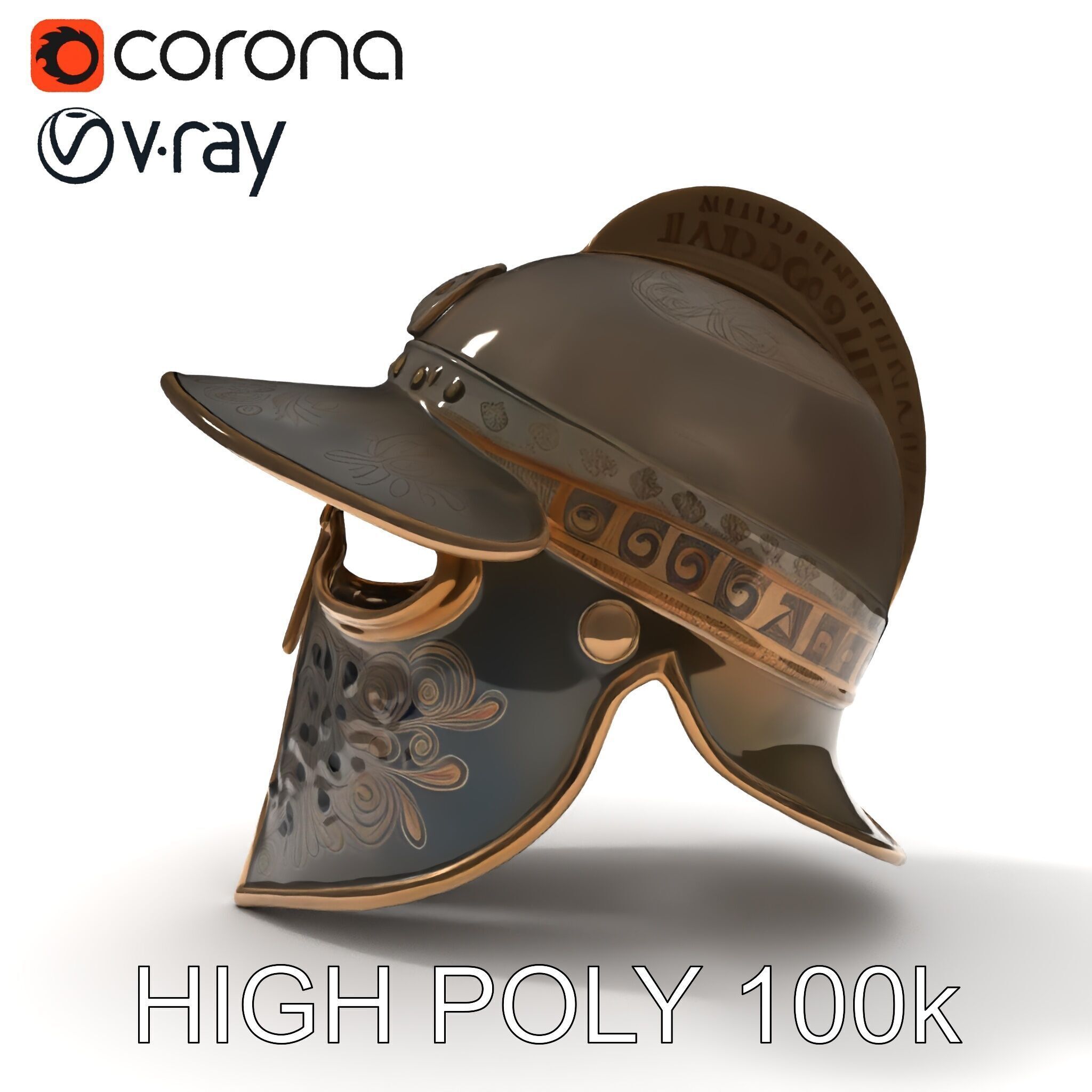 Roman Gladiator Helmet D Model Pack Low-poly 3D model_23
