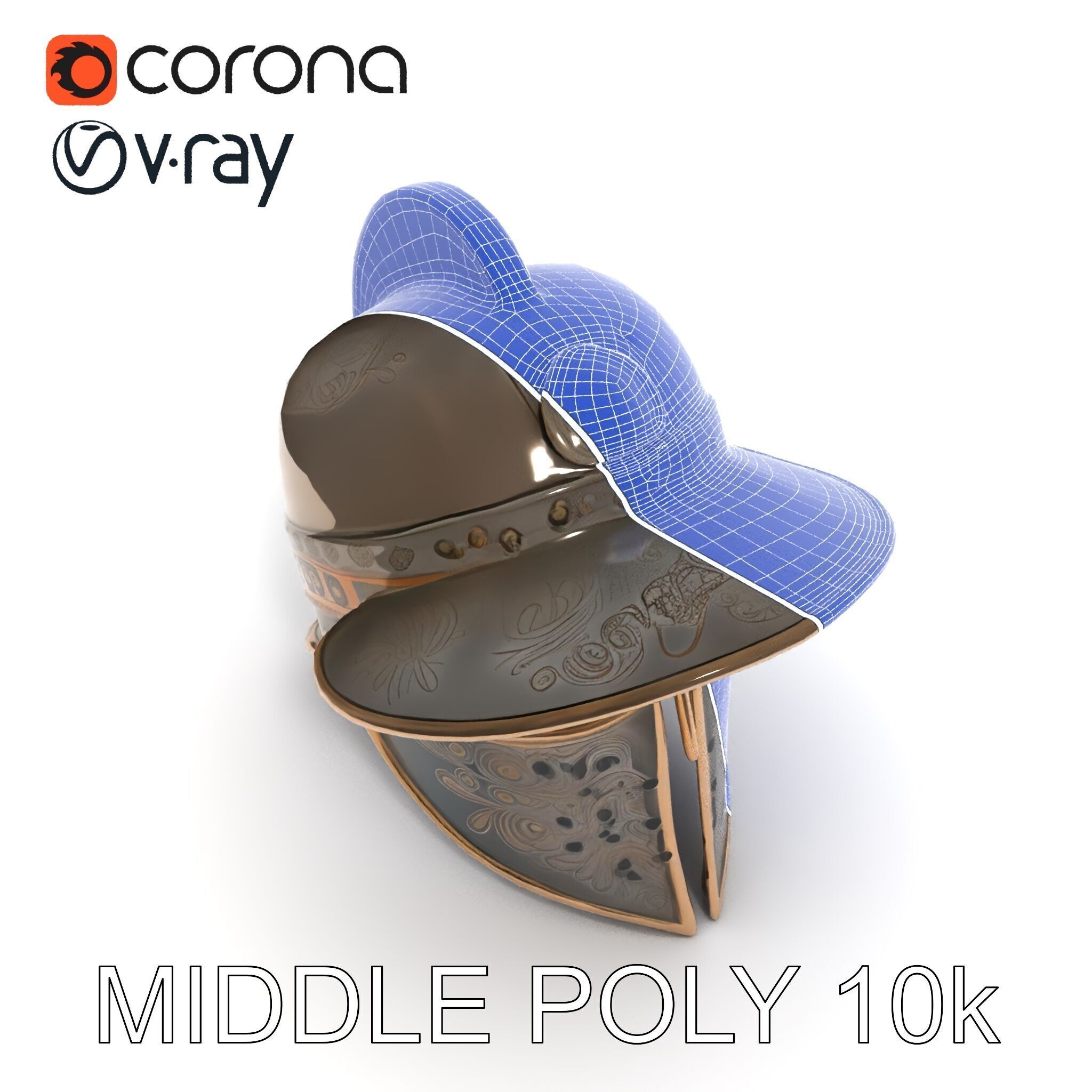 Roman Gladiator Helmet D Model Pack Low-poly 3D model_6