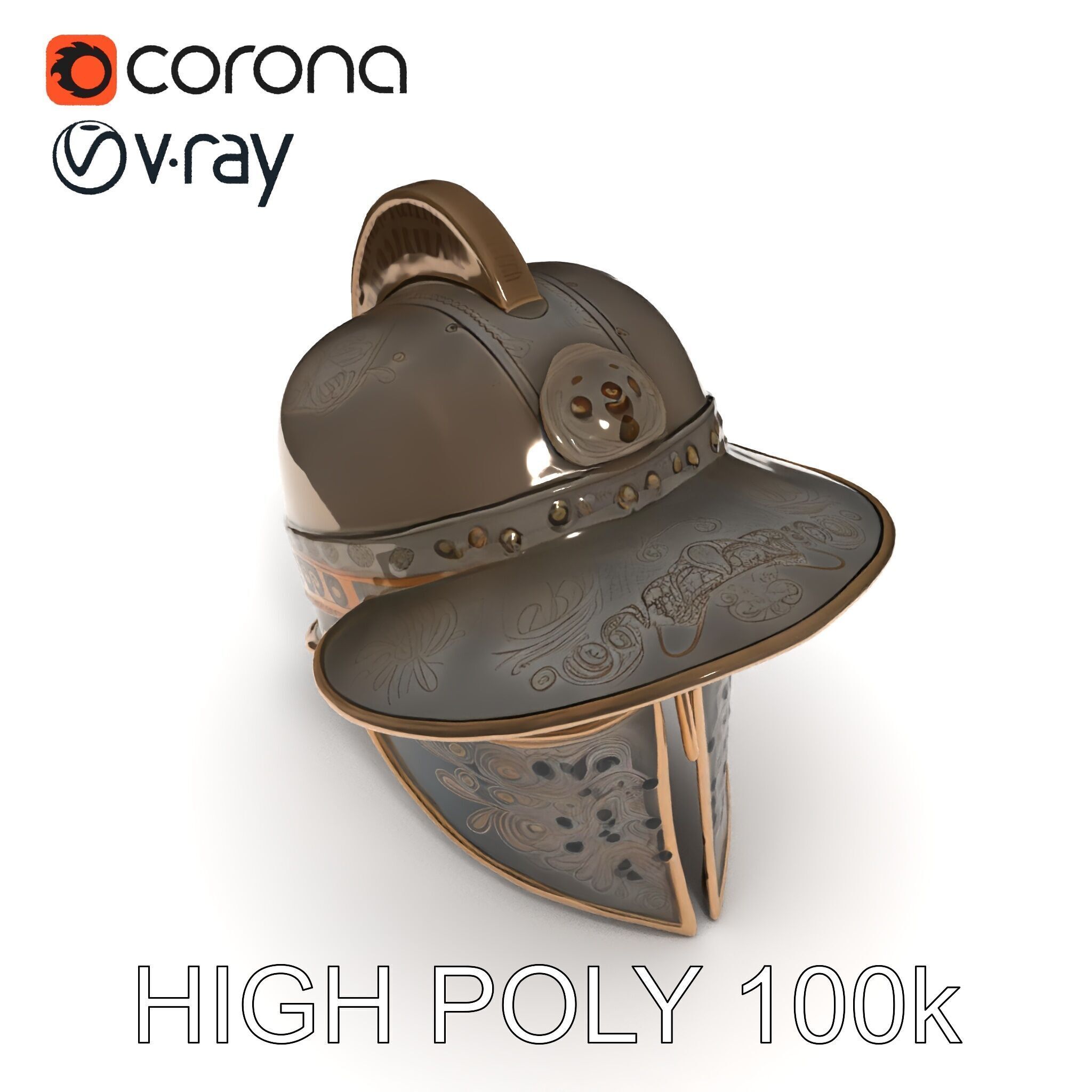 Roman Gladiator Helmet D Model Pack Low-poly 3D model_8