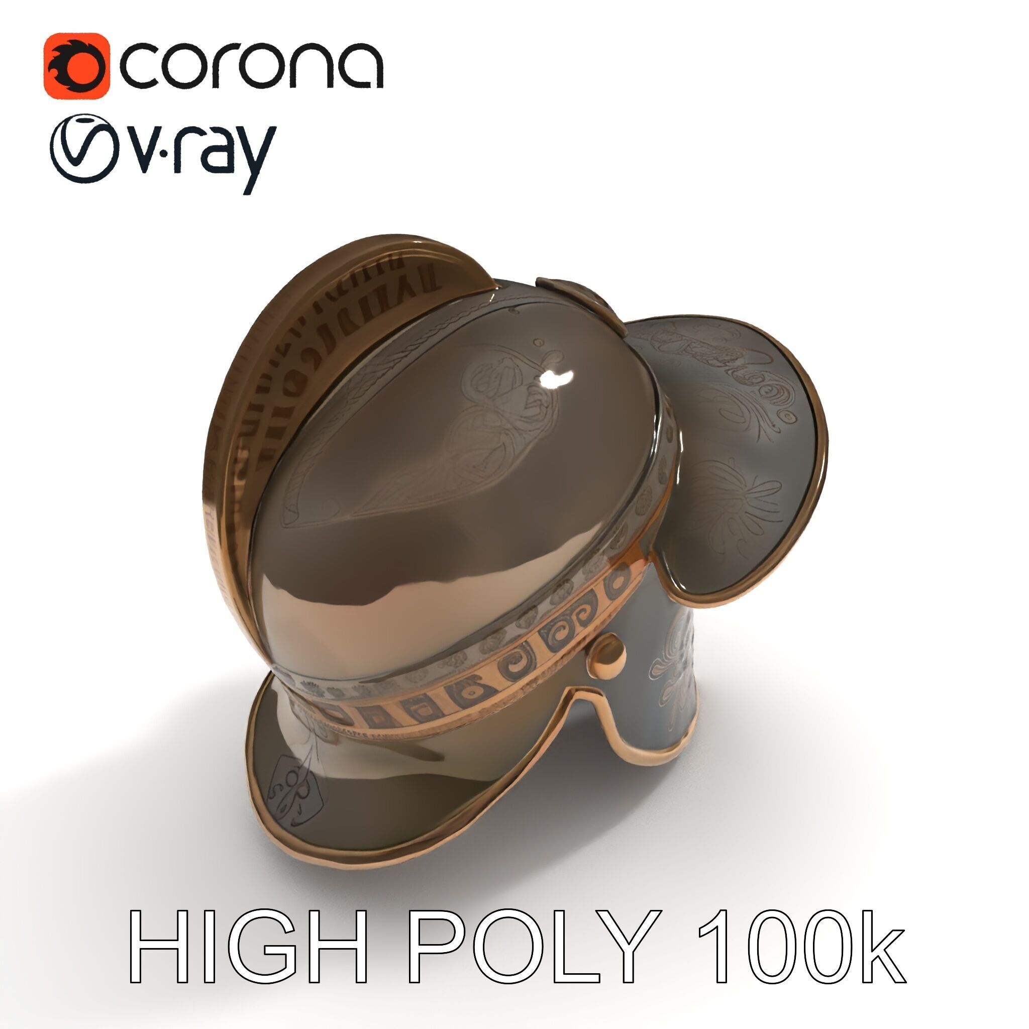 Roman Gladiator Helmet D Model Pack Low-poly 3D model_26