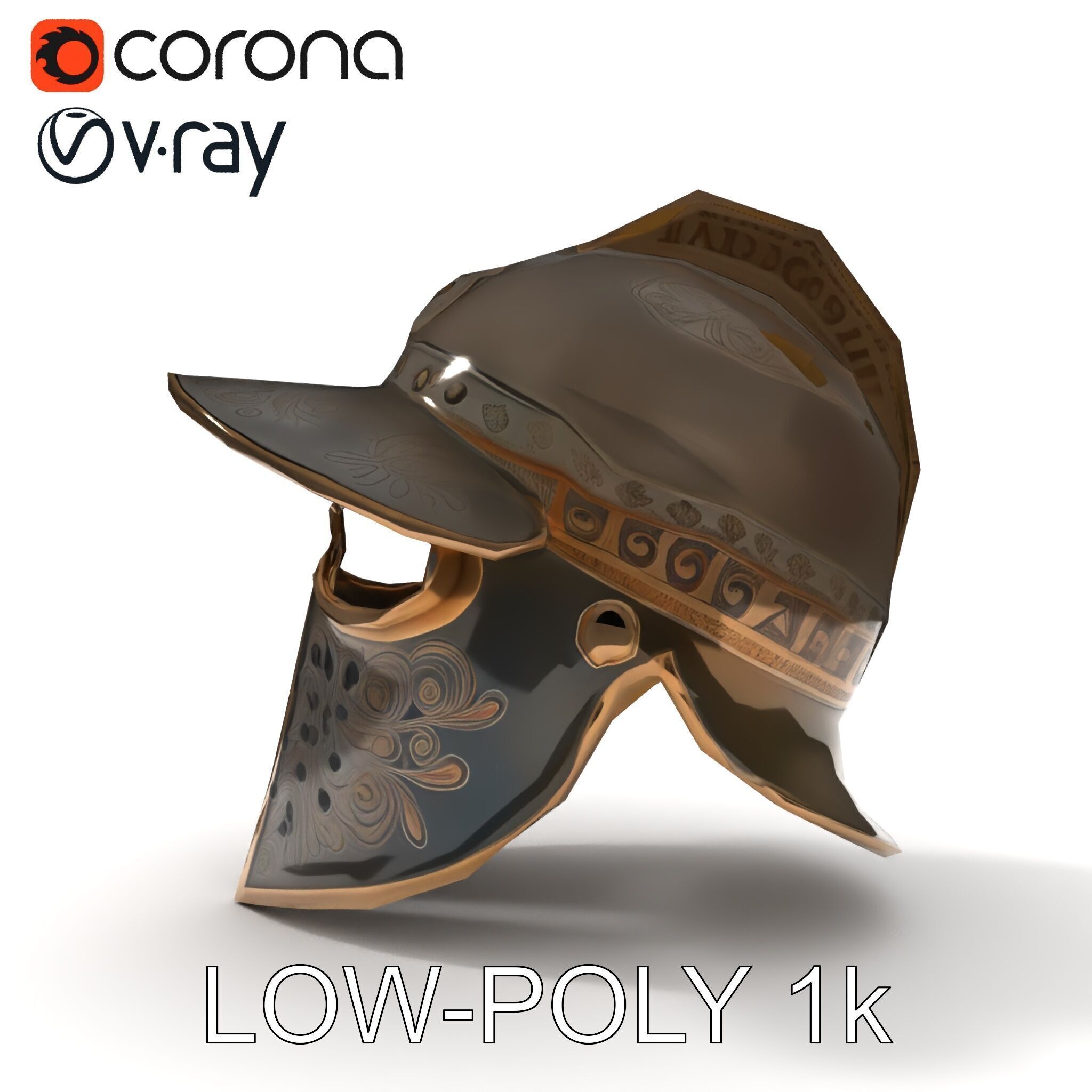 Roman Gladiator Helmet D Model Pack Low-poly 3D model_12