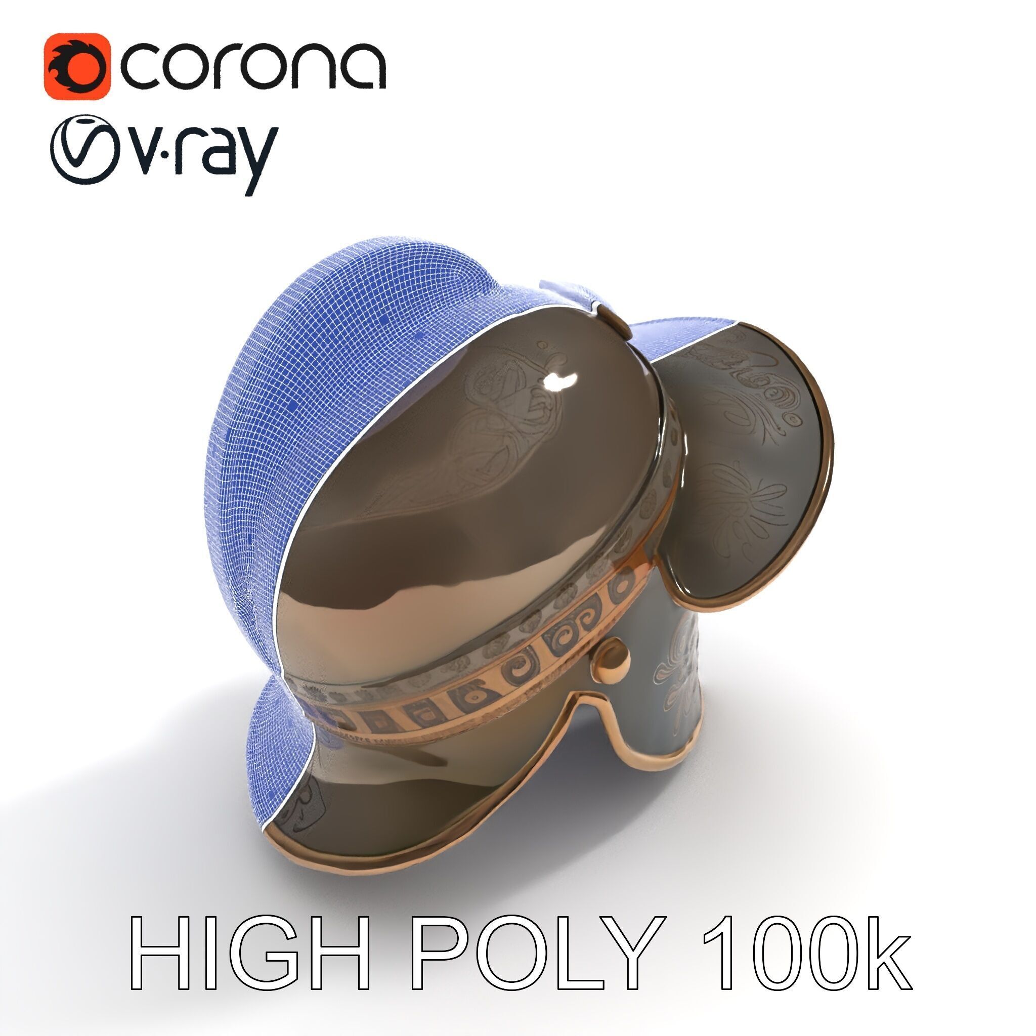 Roman Gladiator Helmet D Model Pack Low-poly 3D model_35