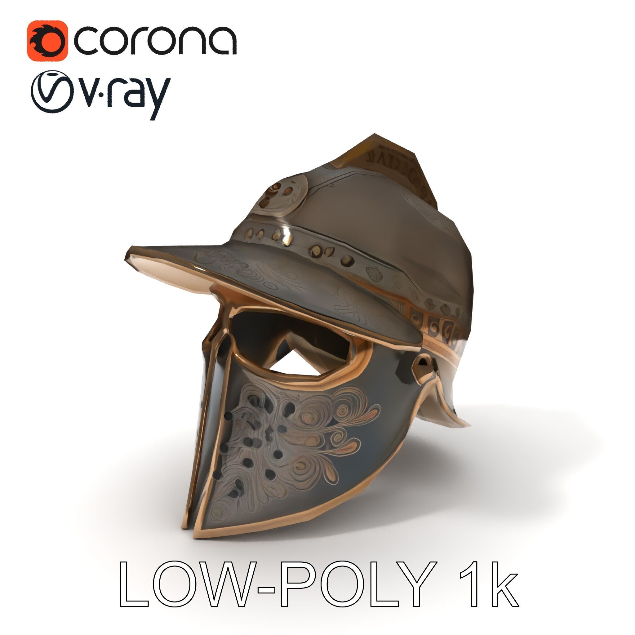 Roman Gladiator Helmet D Model Pack Low-poly 3D model_25