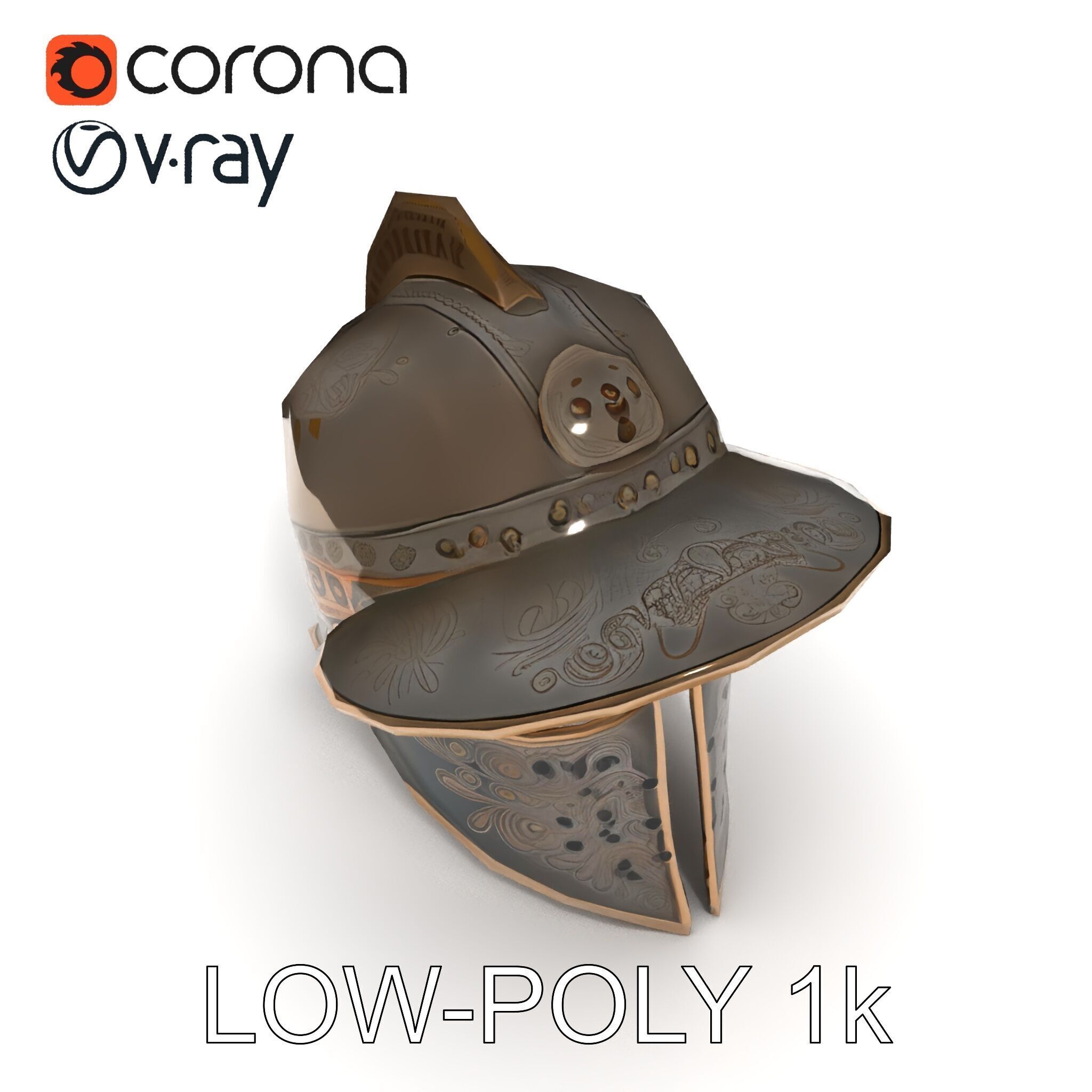 Roman Gladiator Helmet D Model Pack Low-poly 3D model_28