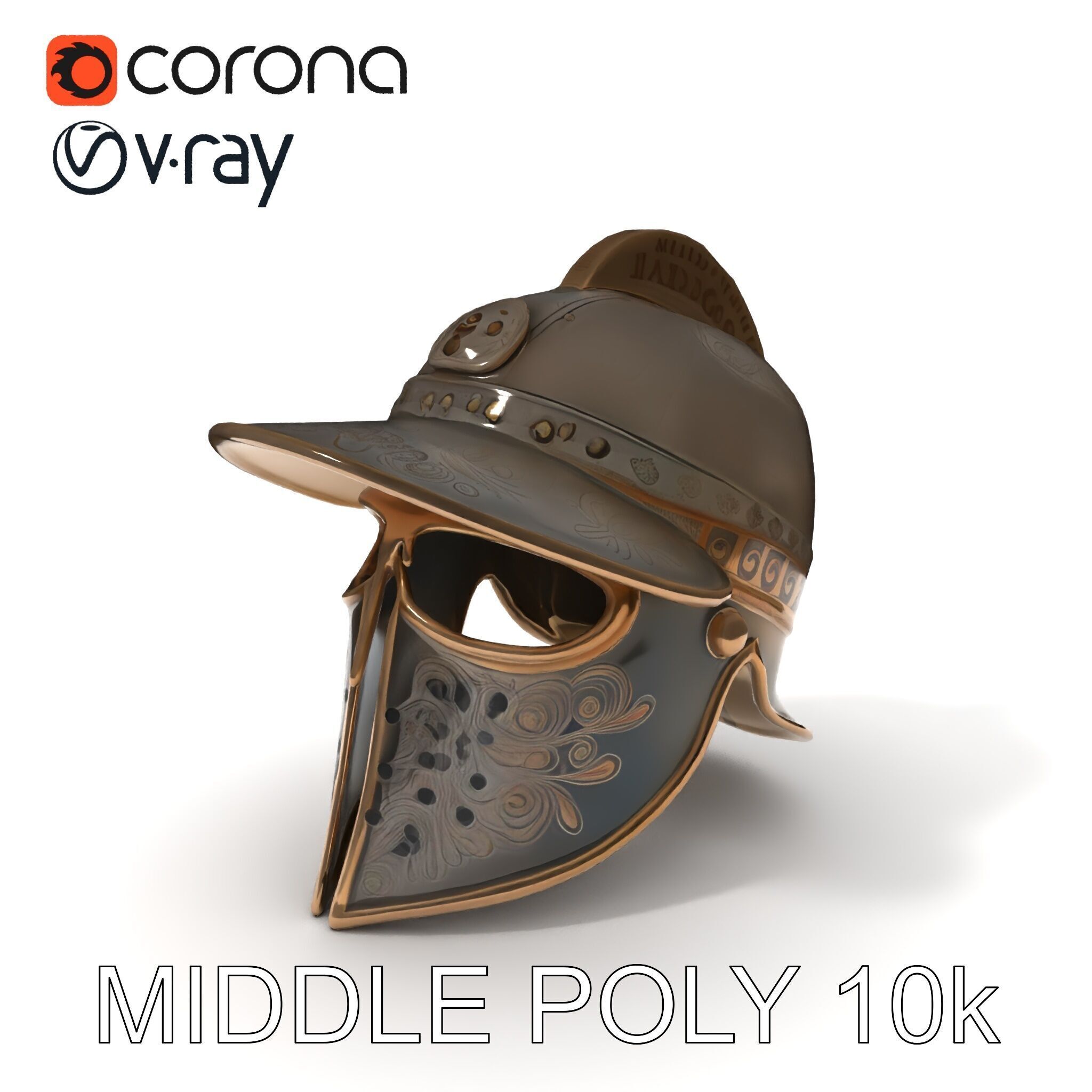 Roman Gladiator Helmet D Model Pack Low-poly 3D model_11