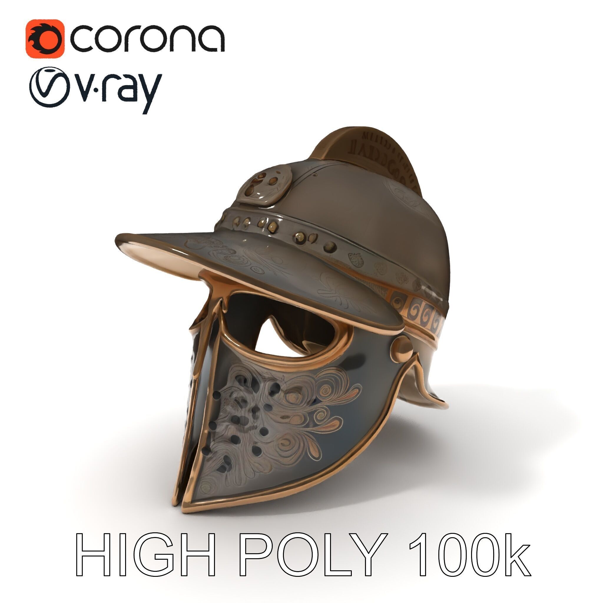 Roman Gladiator Helmet D Model Pack Low-poly 3D model_3