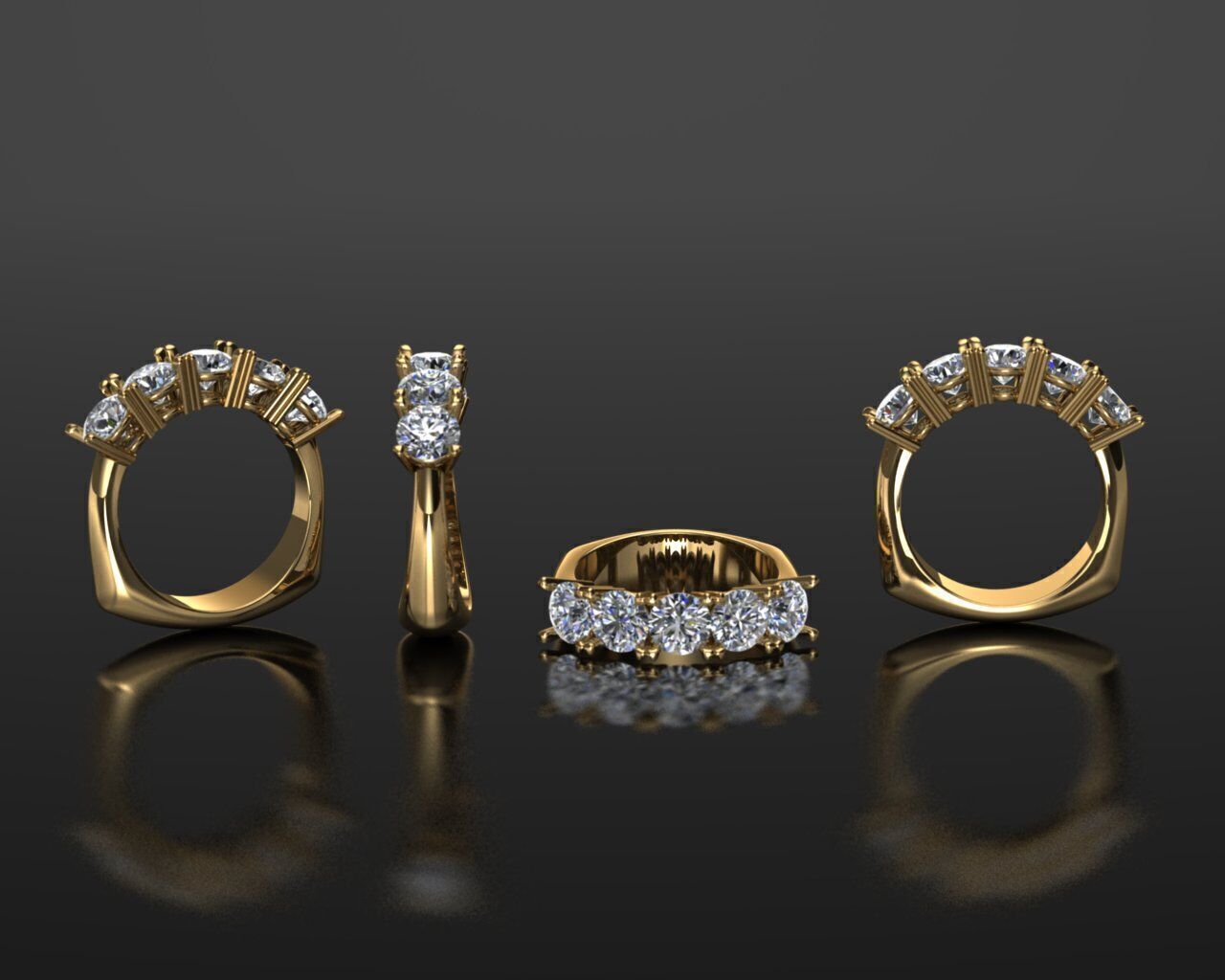 5 Diamonds ETERNITY RING Free 3D model_1