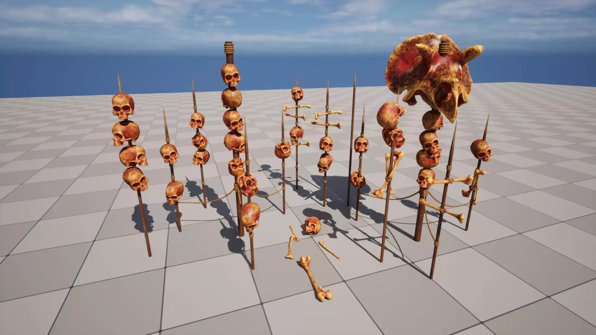 Skull Stakes Low-poly 3D model