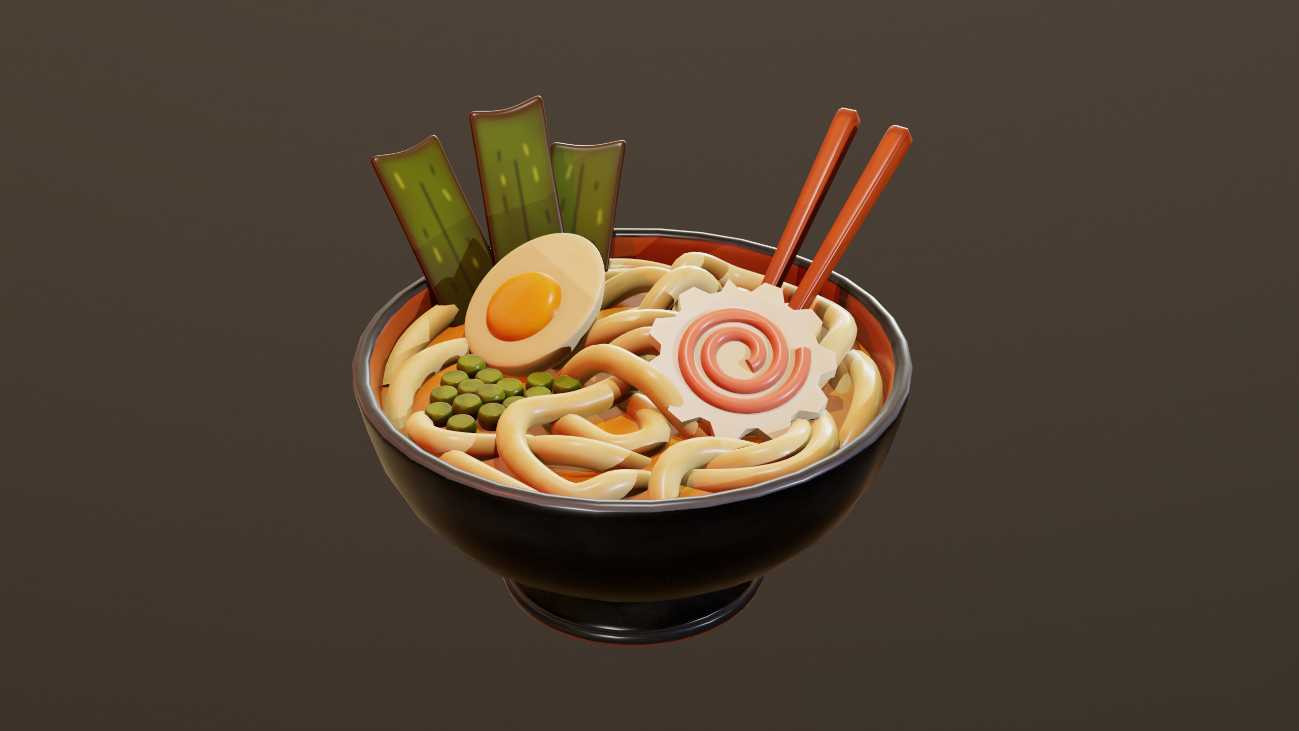 Stylized Udon Bowl PBR Game Ready Low-poly 3D model_3