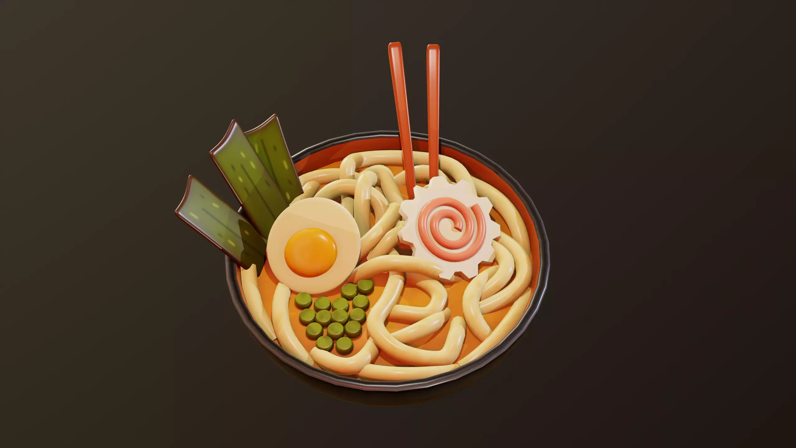 Stylized Udon Bowl PBR Game Ready Low-poly 3D model_0