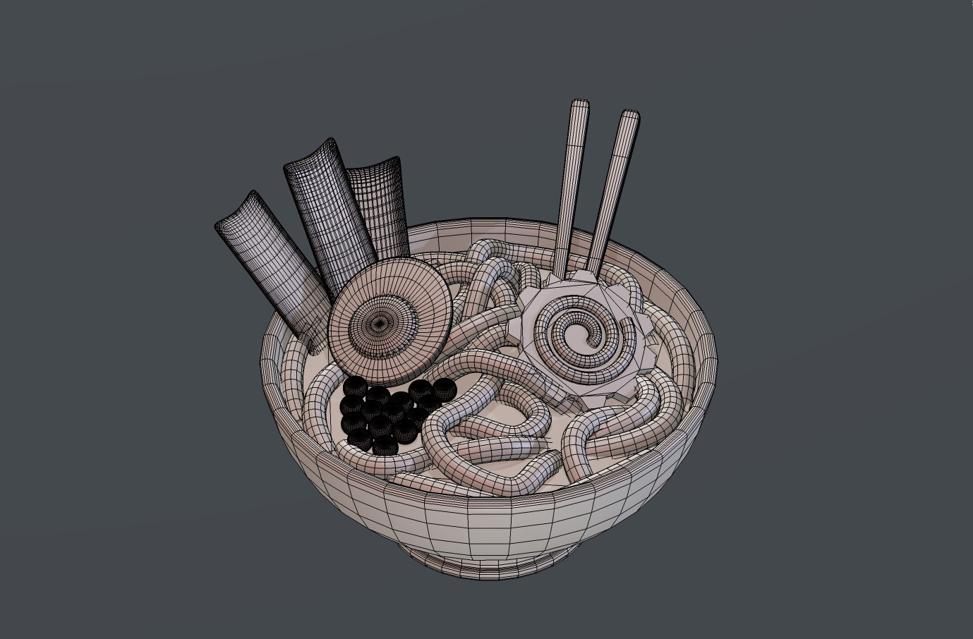 Stylized Udon Bowl PBR Game Ready Low-poly 3D model_4