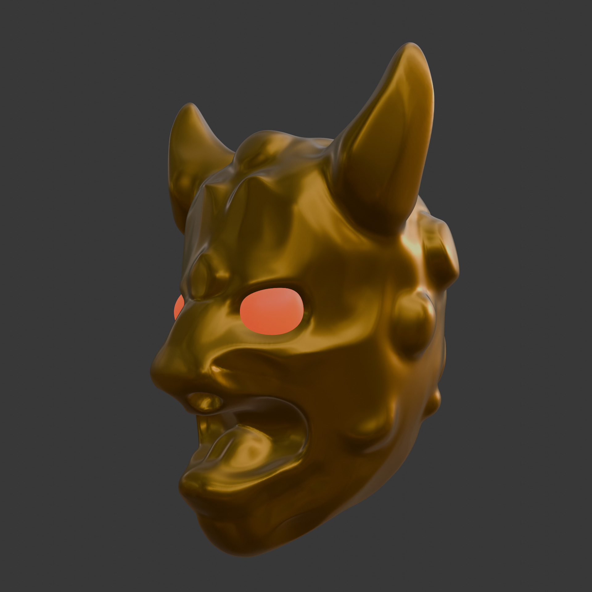 Inferno Grin  Horned Demon Mask Low-poly 3D model_2