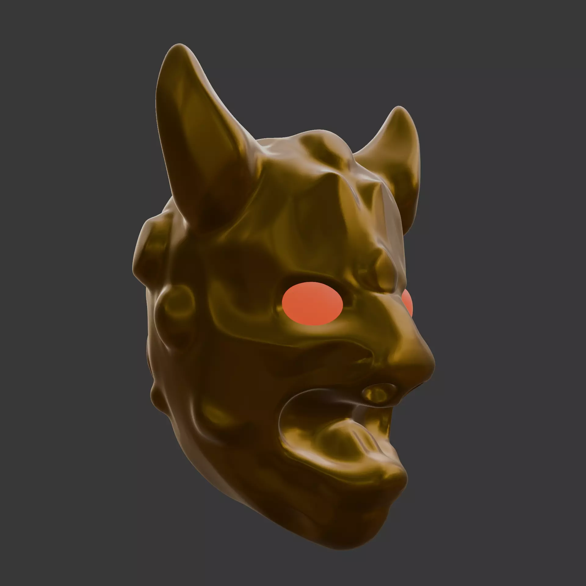 Inferno Grin  Horned Demon Mask Low-poly 3D model_0