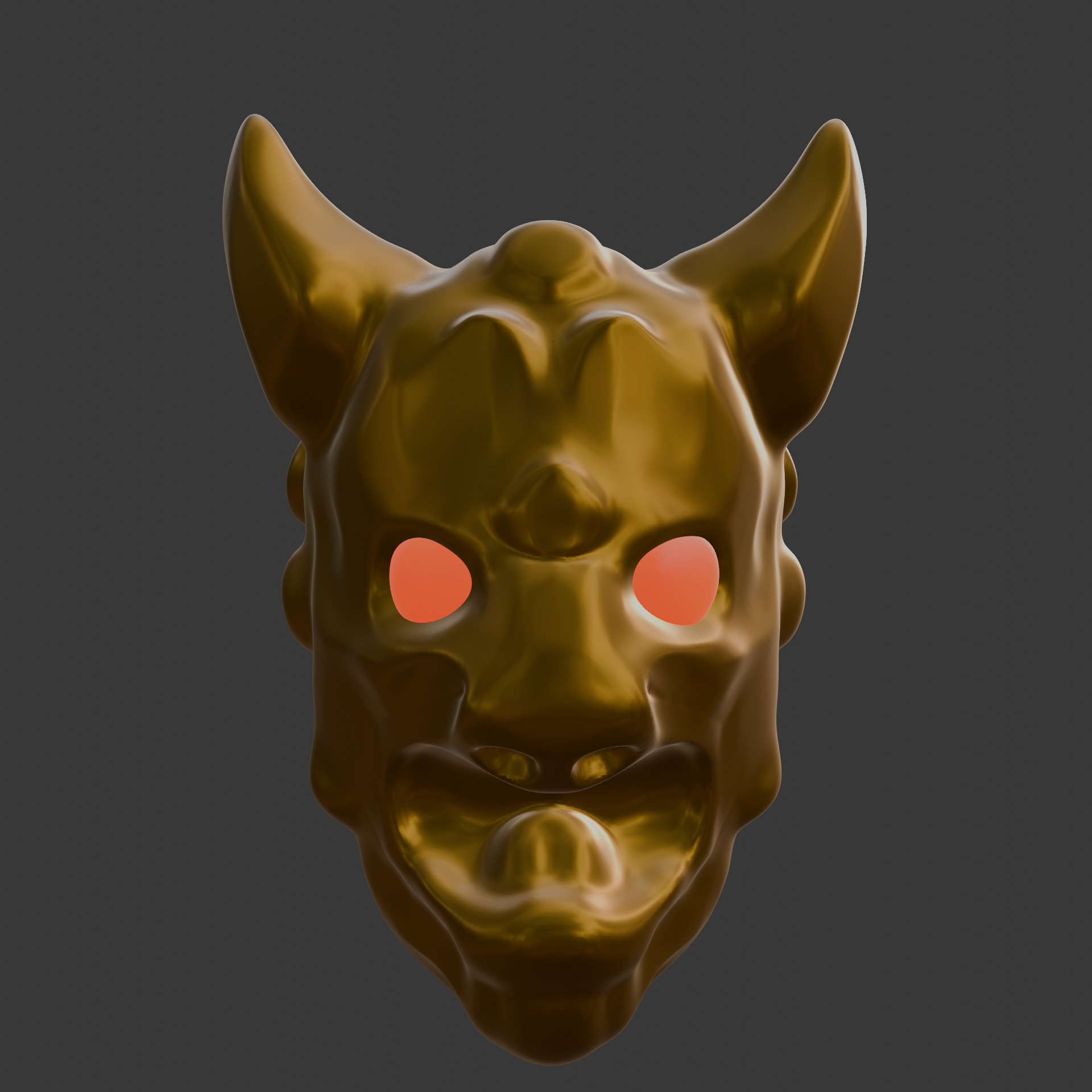 Inferno Grin  Horned Demon Mask Low-poly 3D model_1