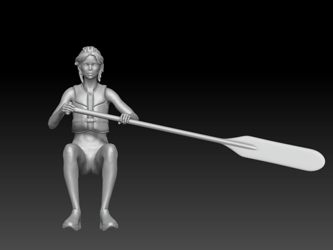 canoe girl 1 3D print model_2