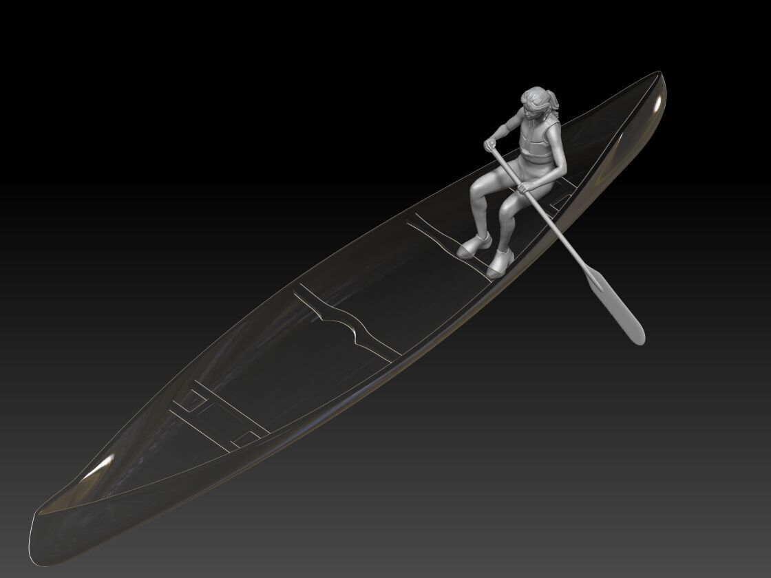 canoe girl 1 3D print model_1