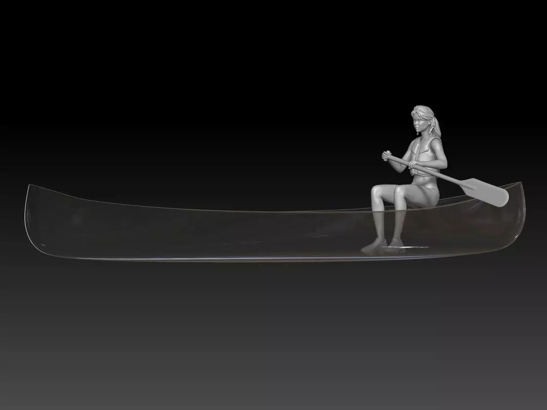 canoe girl 1 3D print model_0