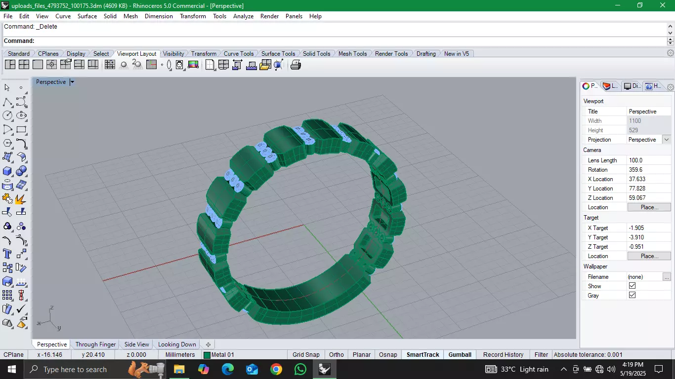 WEDDING BAND Diamonds uni Free 3D model
