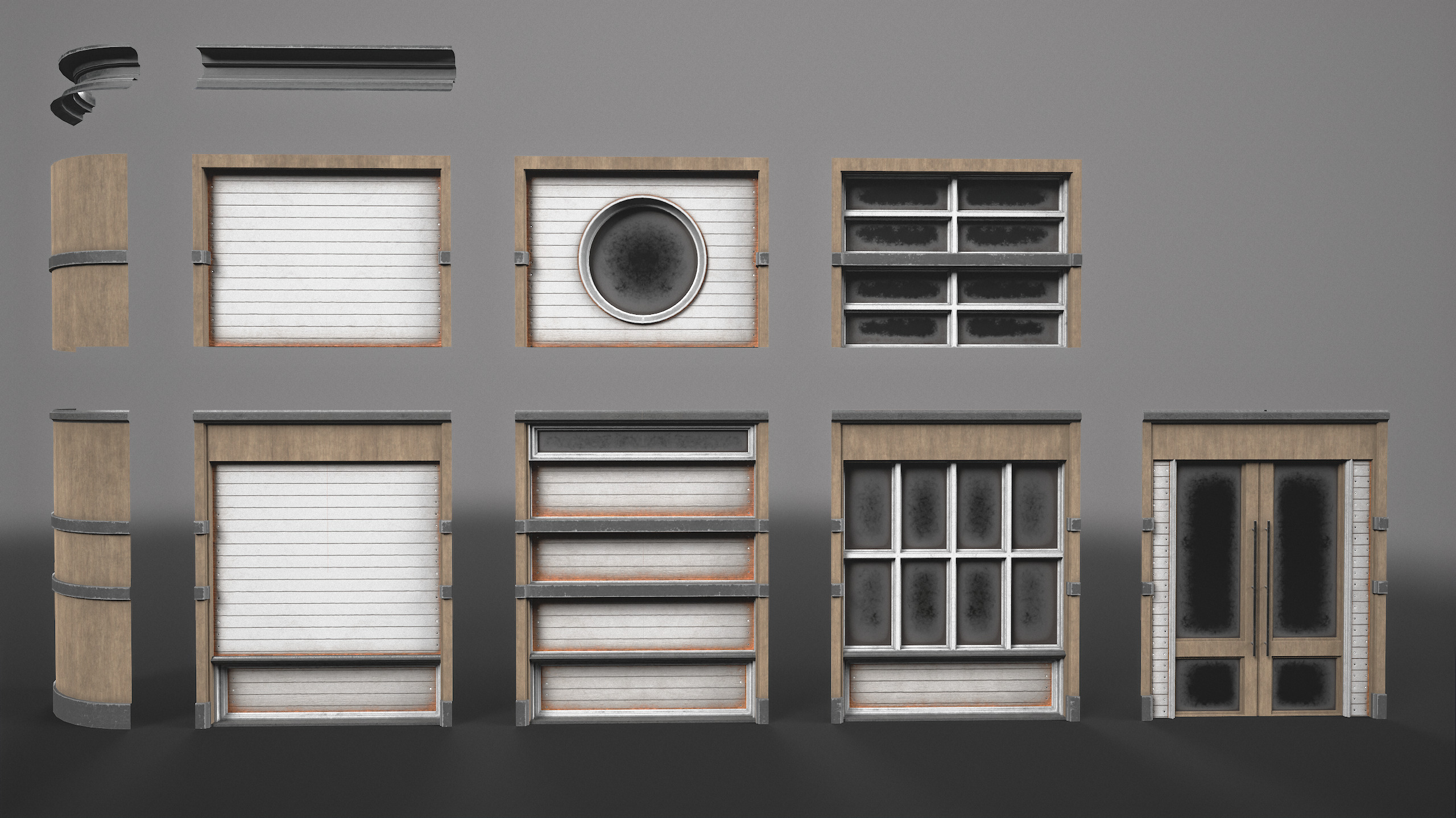 Modular Wooden Shopfront Kit Volume 2 Low-poly 3D model_10
