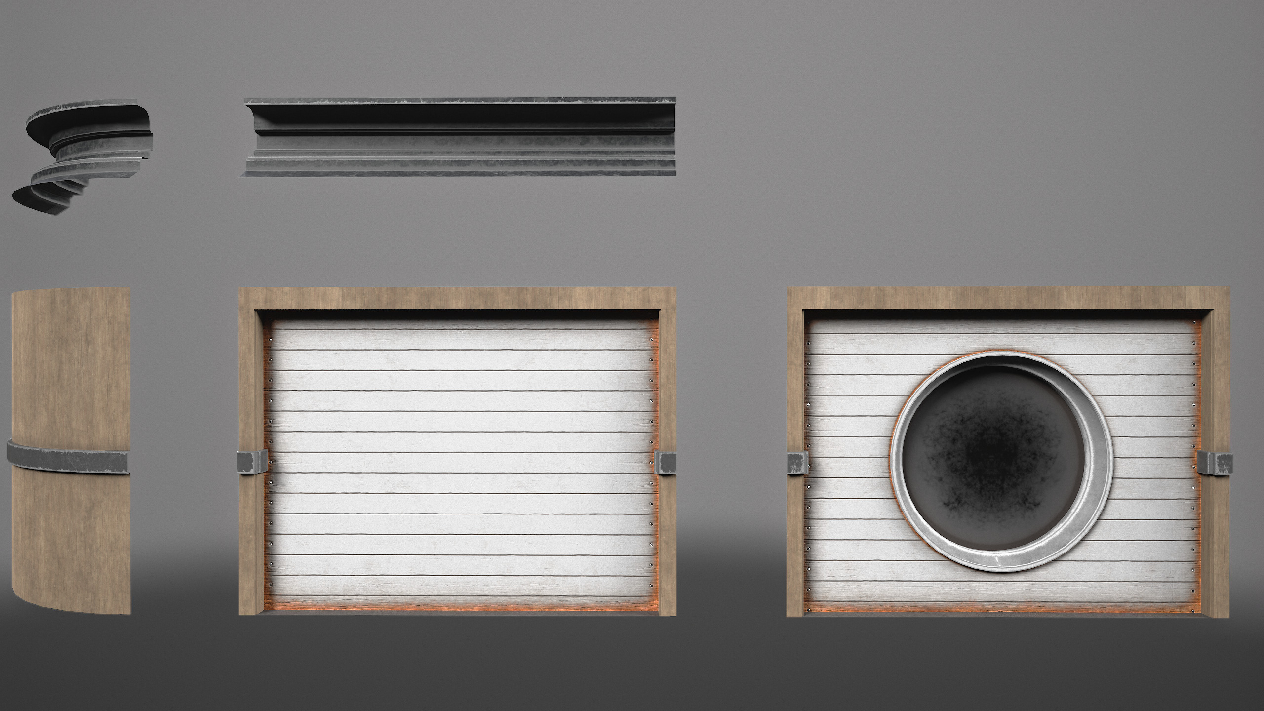 Modular Wooden Shopfront Kit Volume 2 Low-poly 3D model_12