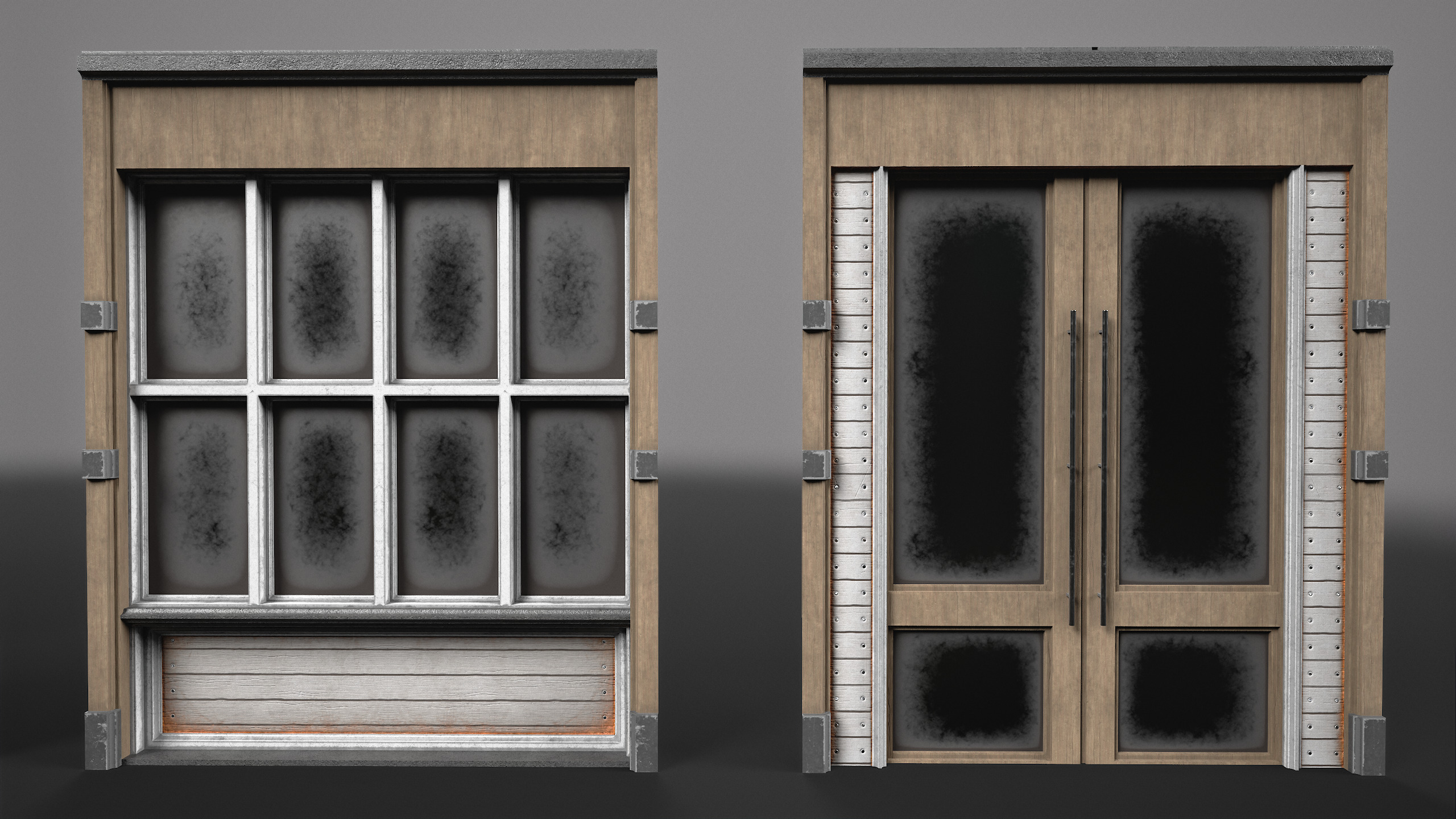 Modular Wooden Shopfront Kit Volume 2 Low-poly 3D model_11