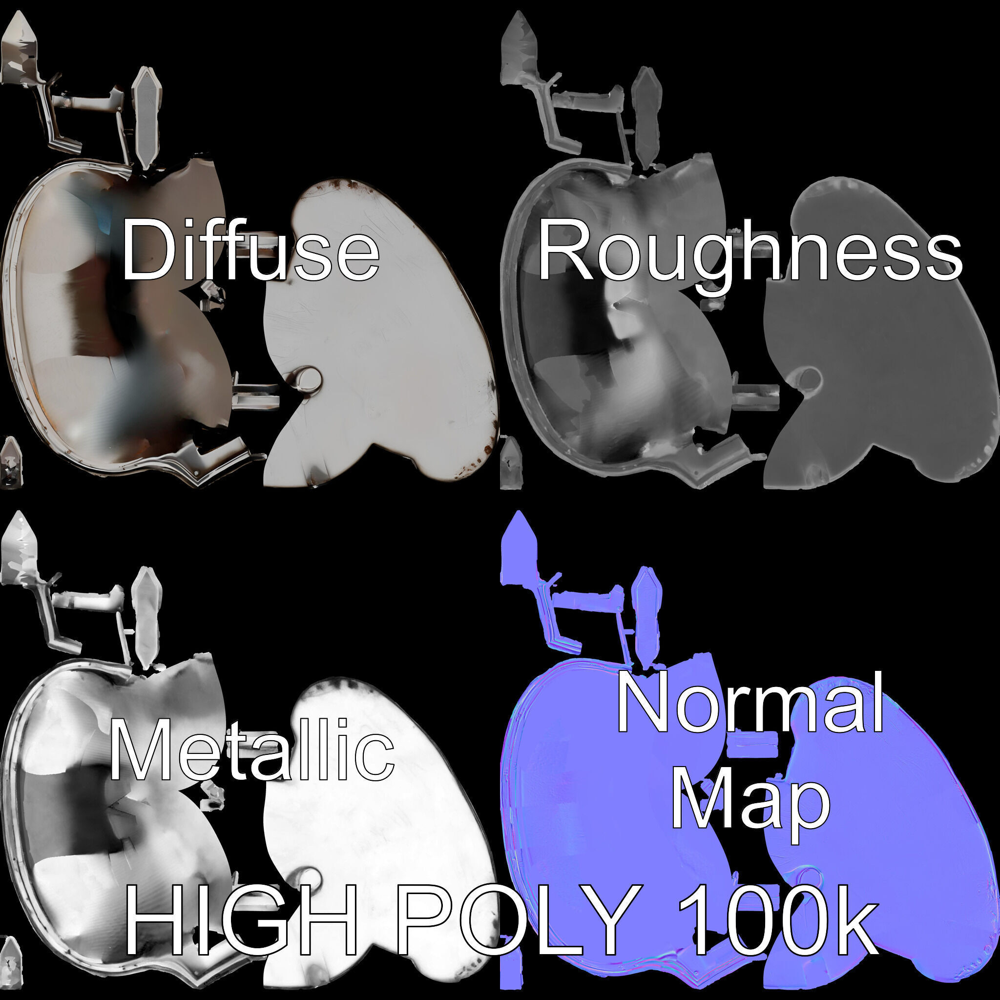 Medieval Knight Helmet Model Pack with PBR Textures Low-poly 3D model_2