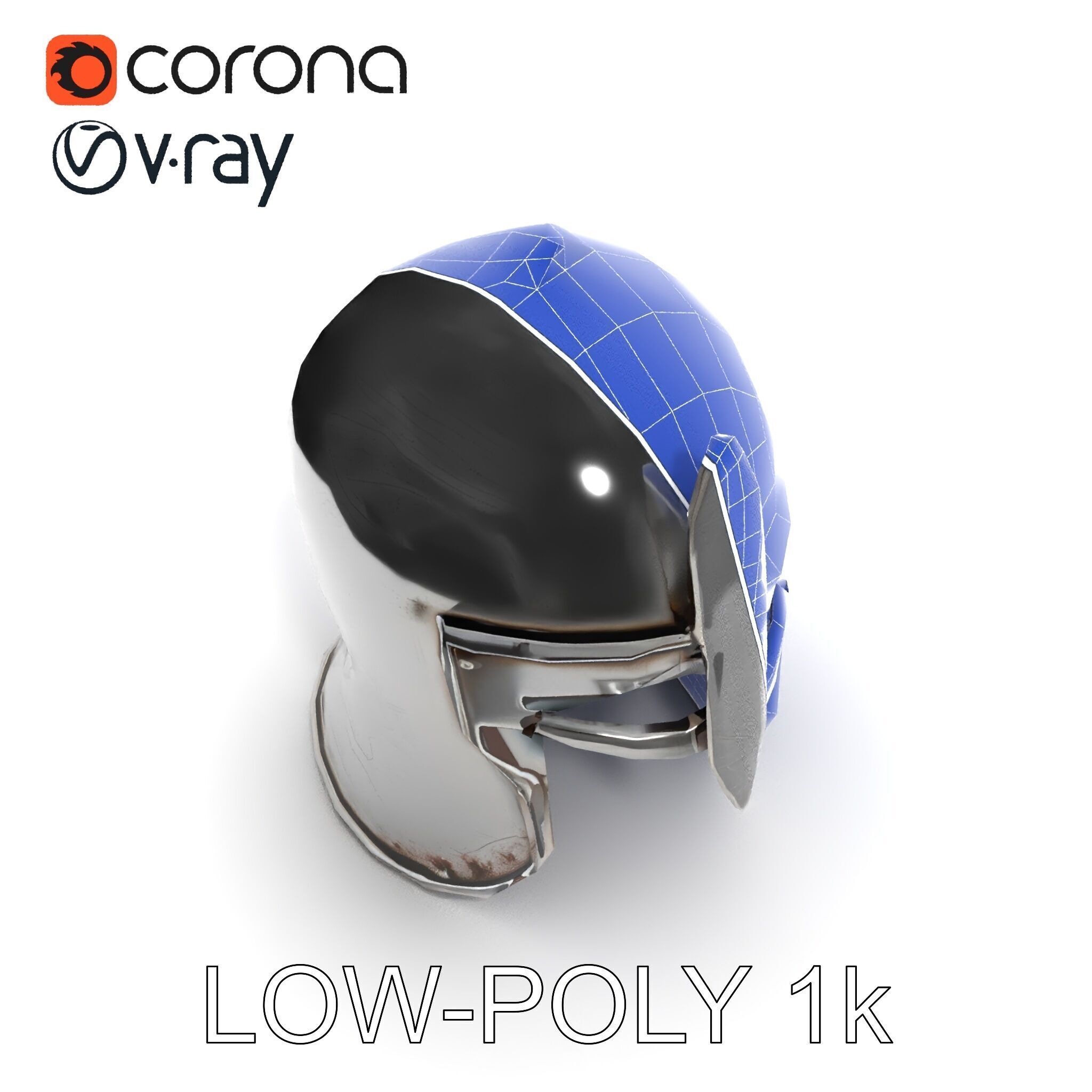 Medieval Knight Helmet Model Pack with PBR Textures Low-poly 3D model_14