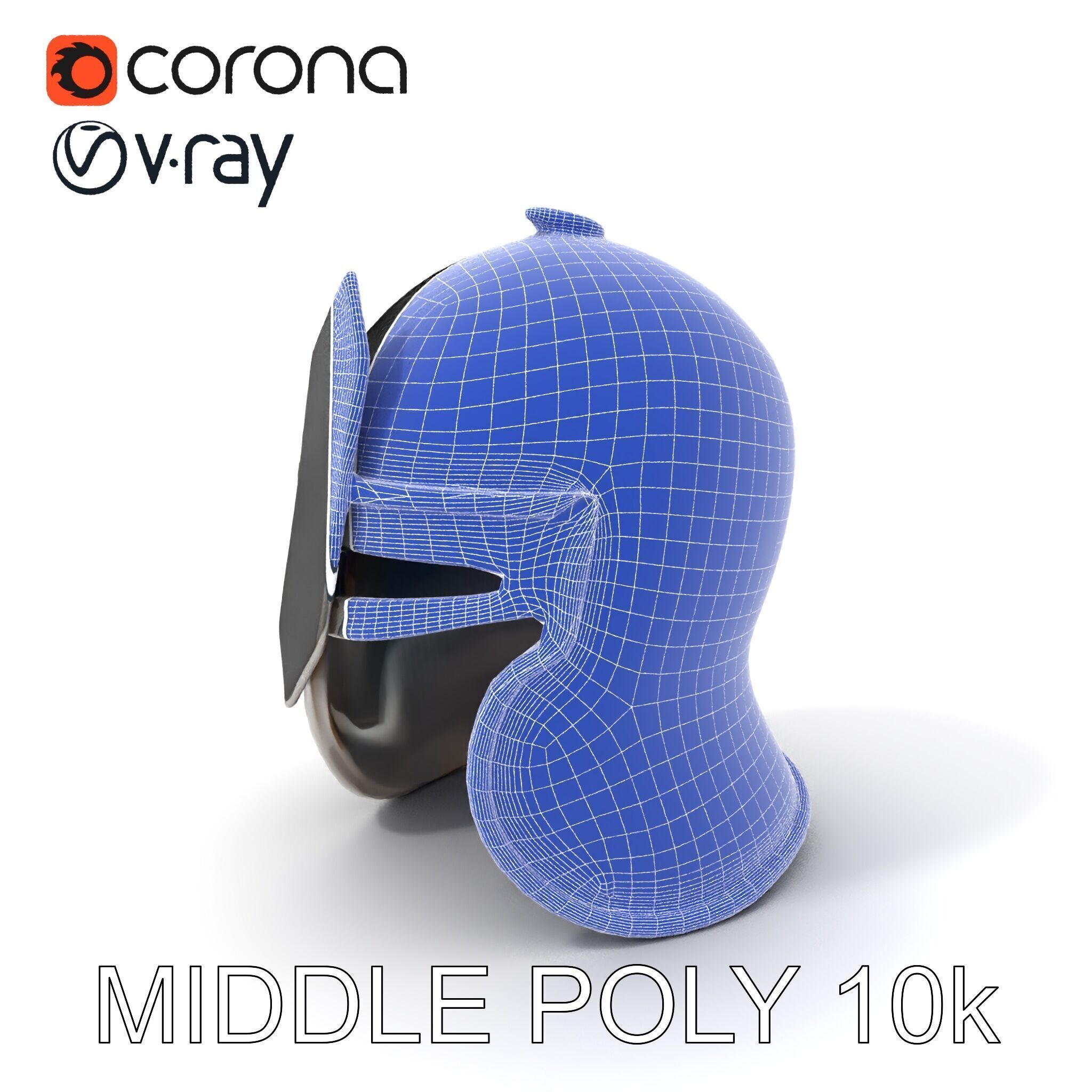 Medieval Knight Helmet Model Pack with PBR Textures Low-poly 3D model_13