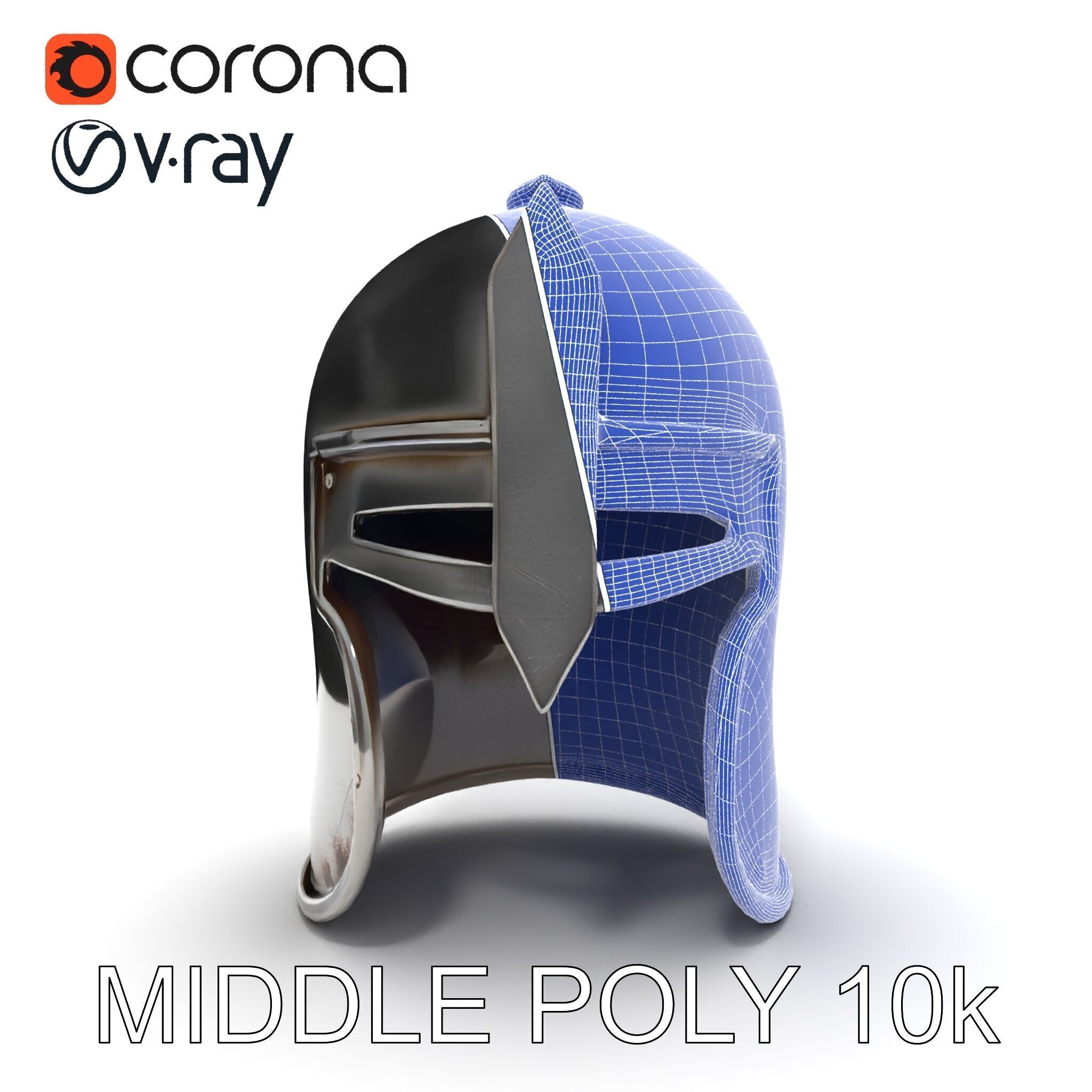 Medieval Knight Helmet Model Pack with PBR Textures Low-poly 3D model_33