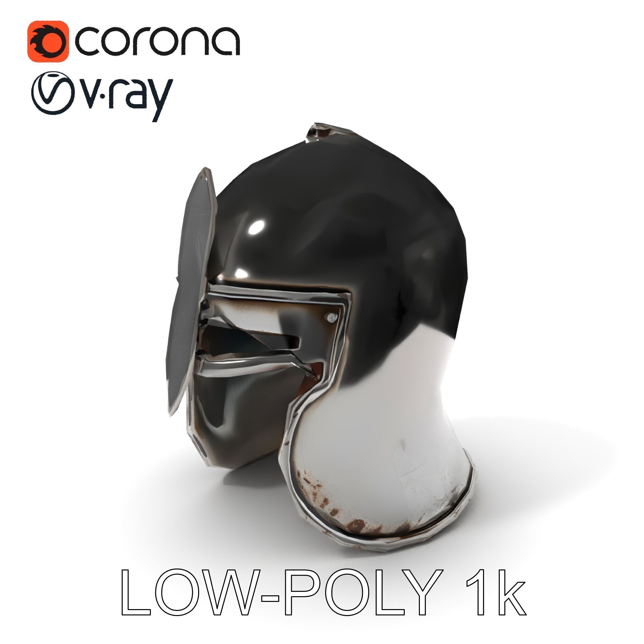 Medieval Knight Helmet Model Pack with PBR Textures Low-poly 3D model_28