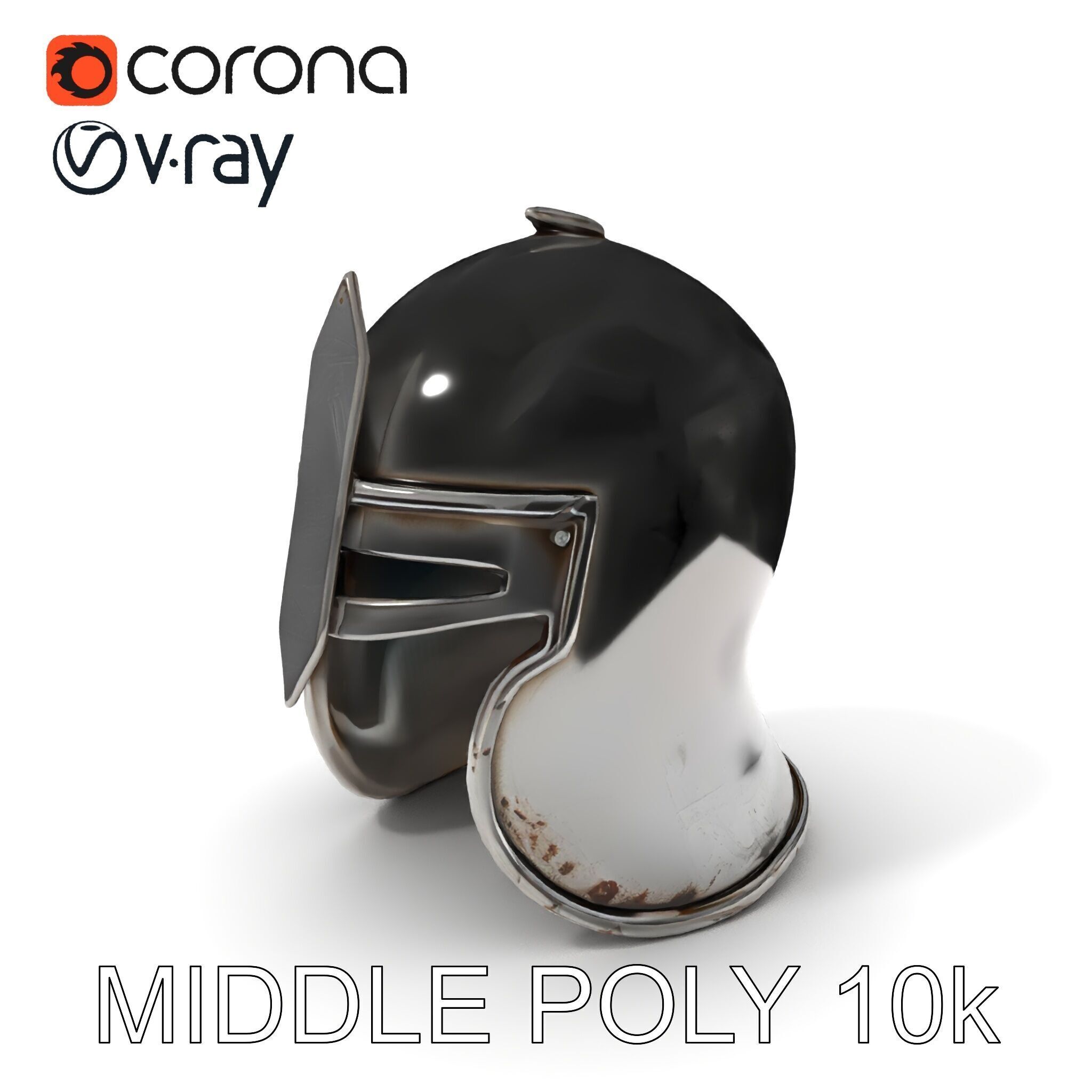 Medieval Knight Helmet Model Pack with PBR Textures Low-poly 3D model_27