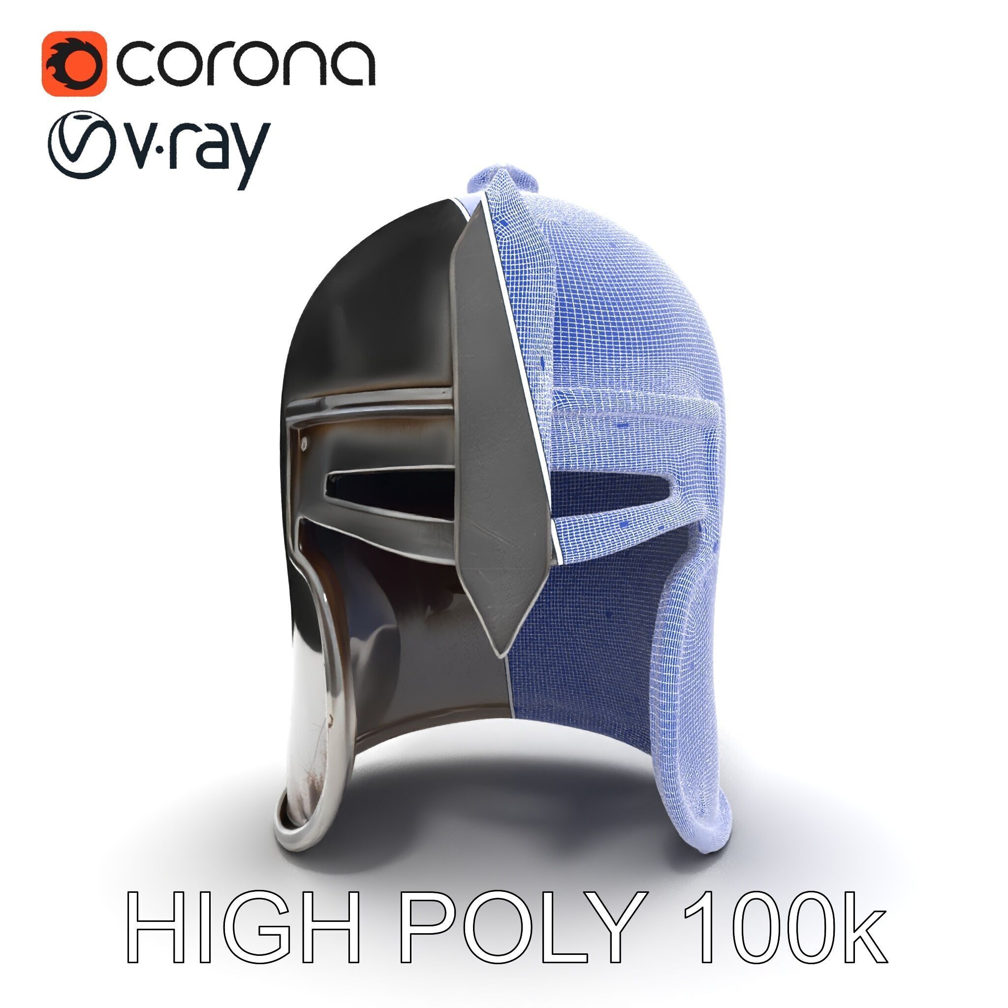 Medieval Knight Helmet Model Pack with PBR Textures Low-poly 3D model_18