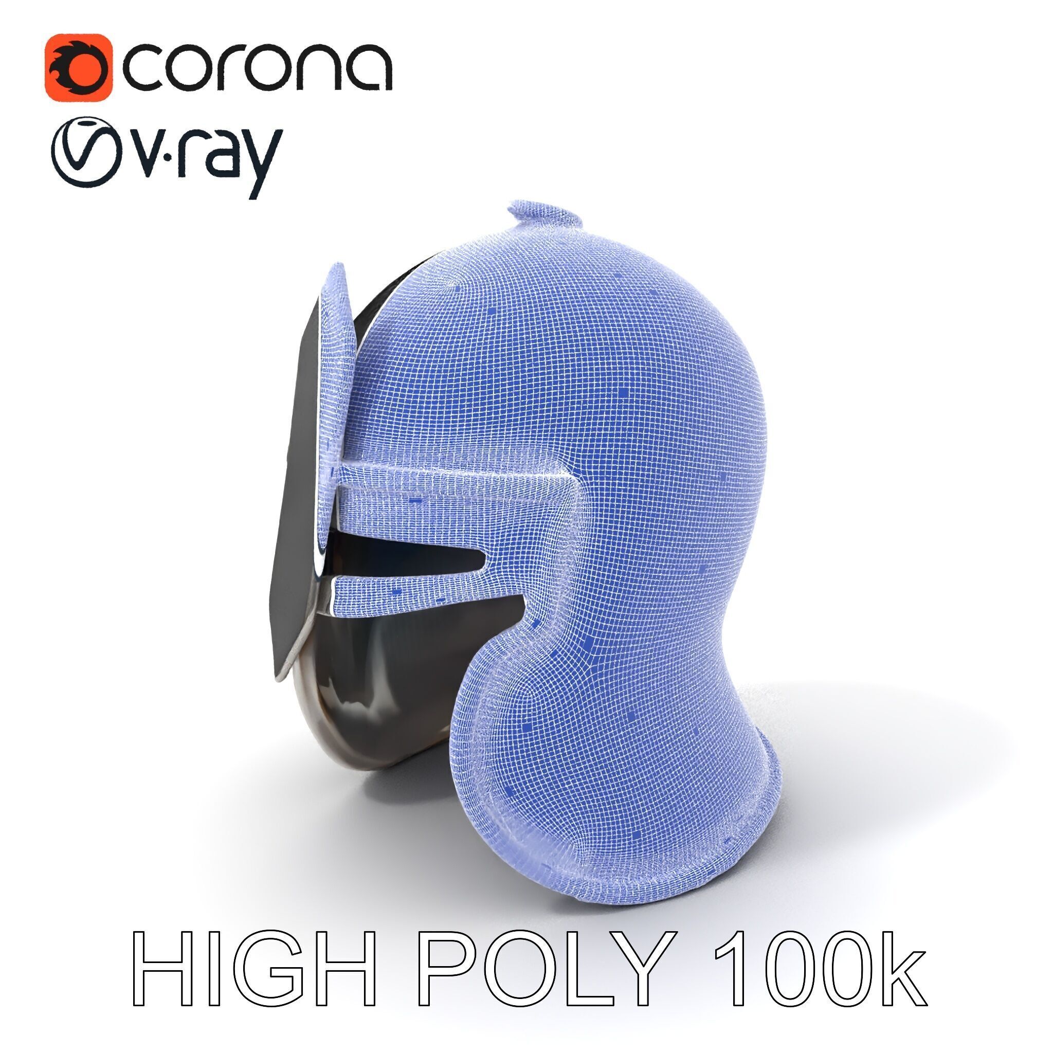 Medieval Knight Helmet Model Pack with PBR Textures Low-poly 3D model_4