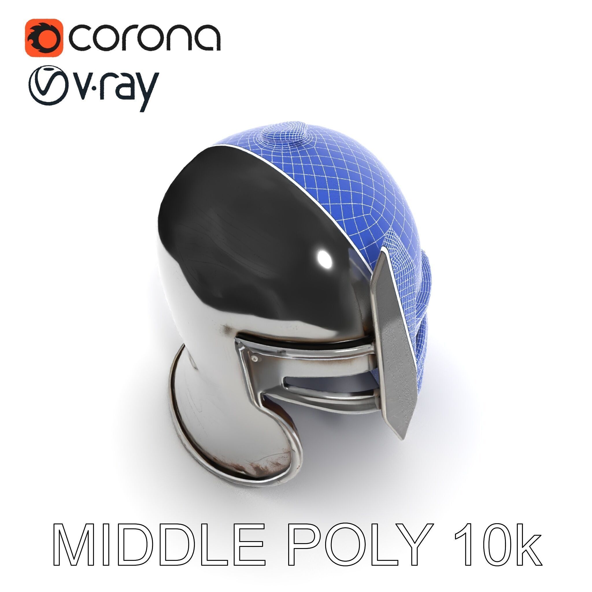 Medieval Knight Helmet Model Pack with PBR Textures Low-poly 3D model_9