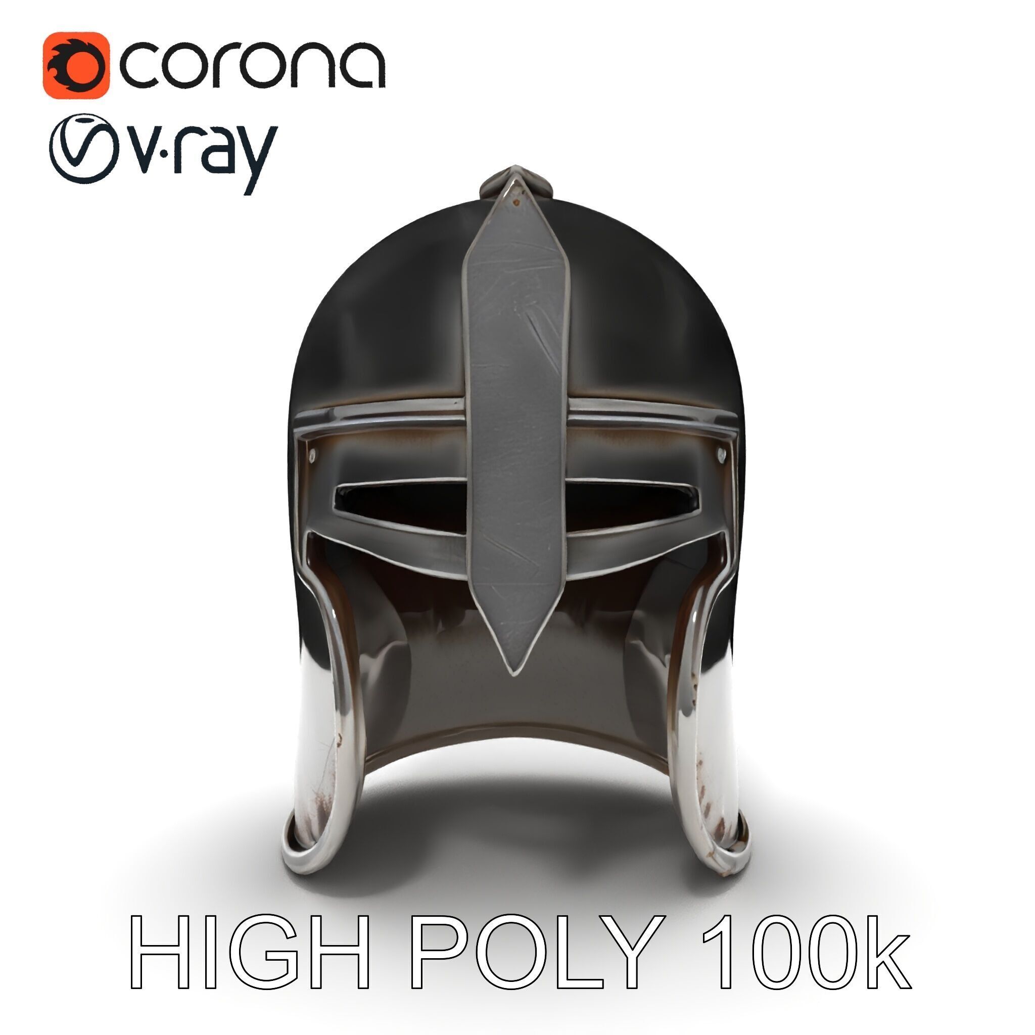 Medieval Knight Helmet Model Pack with PBR Textures Low-poly 3D model_29