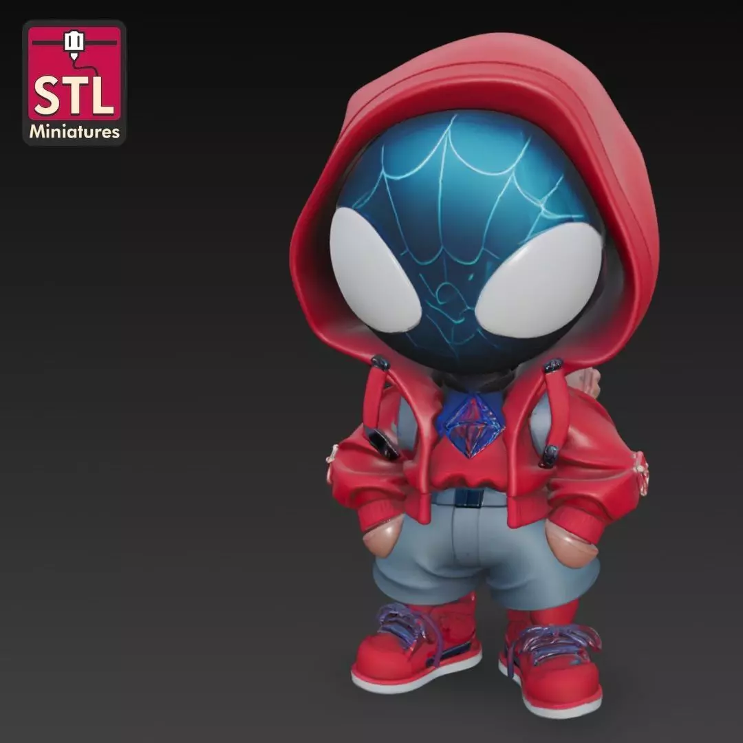 Spiderman Chibi STL File School Version with Backpack 3D print model