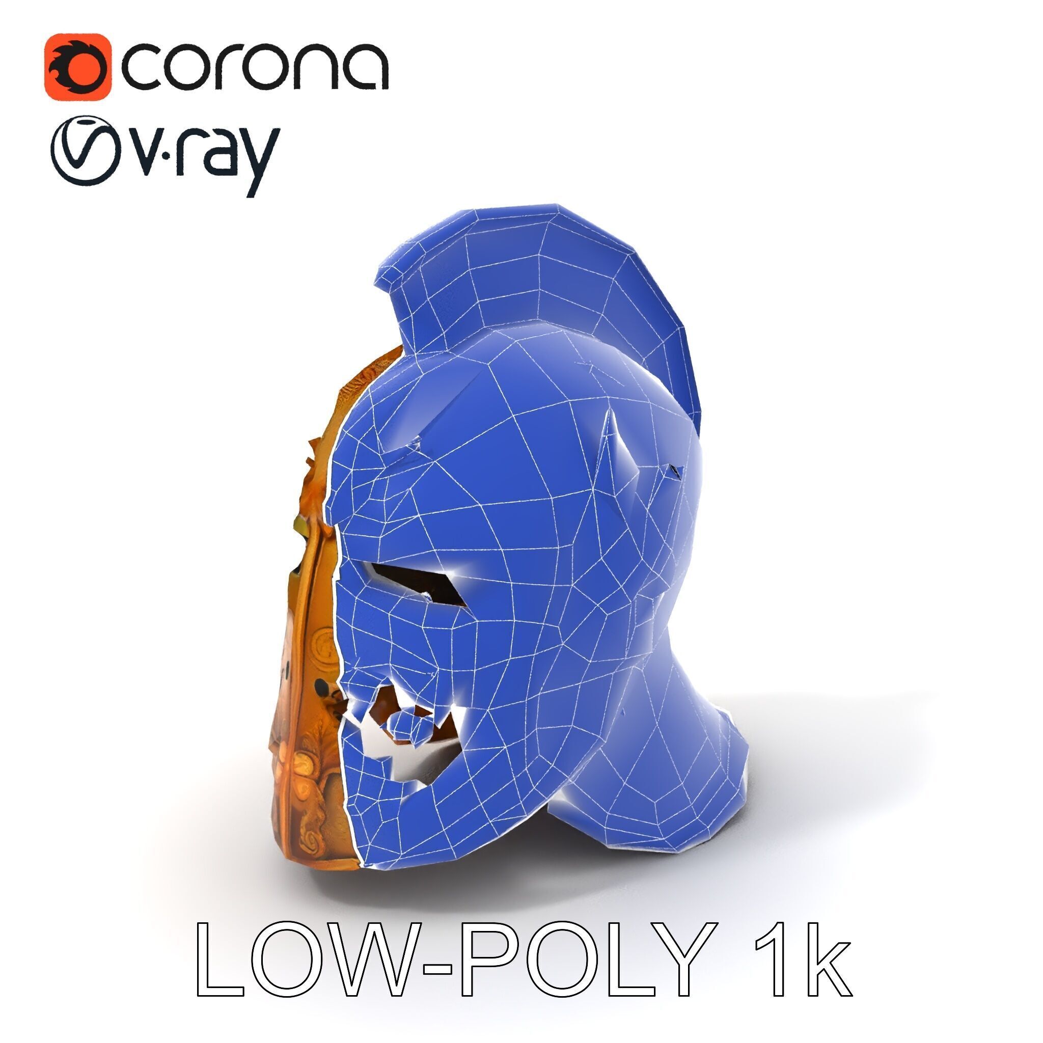 Golden Ancient Helmet Model Pack Low-poly 3D model_28
