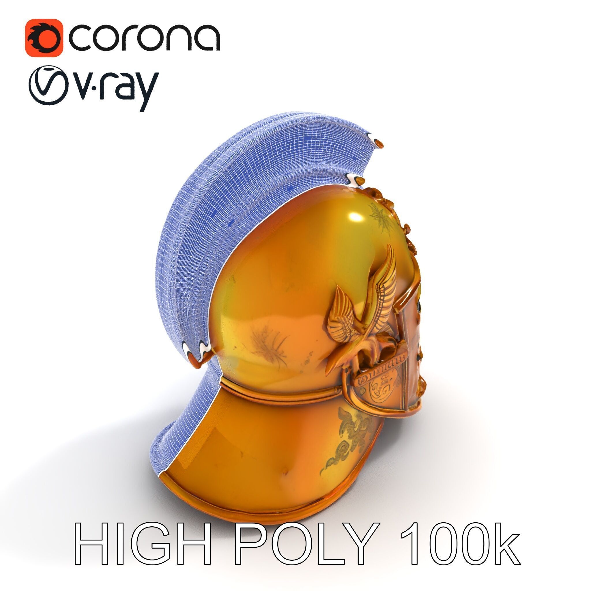 Golden Ancient Helmet Model Pack Low-poly 3D model_35