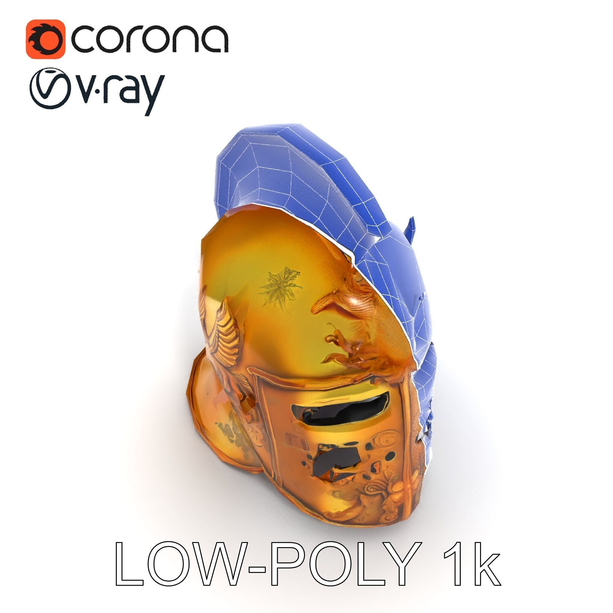 Golden Ancient Helmet Model Pack Low-poly 3D model_21