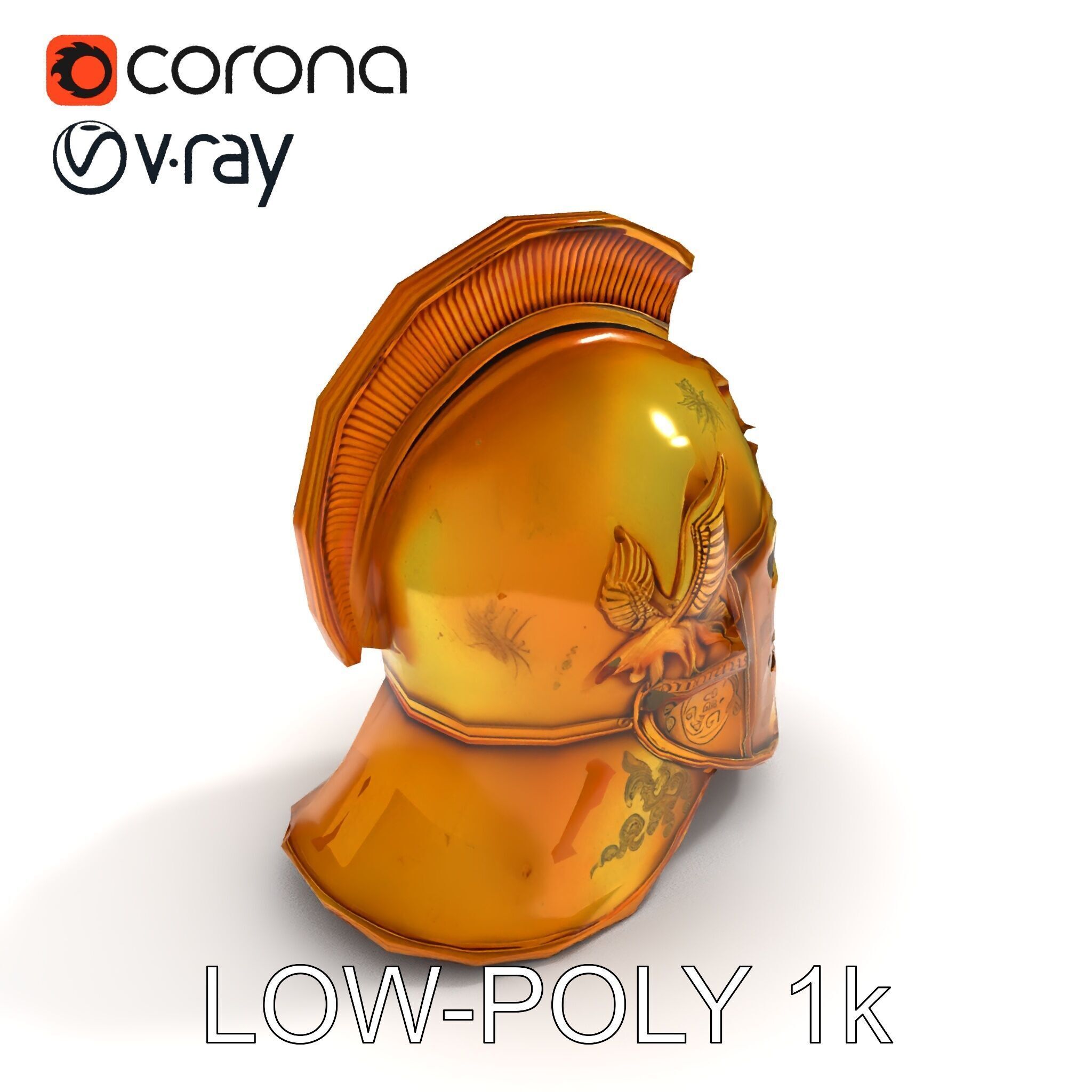 Golden Ancient Helmet Model Pack Low-poly 3D model_12