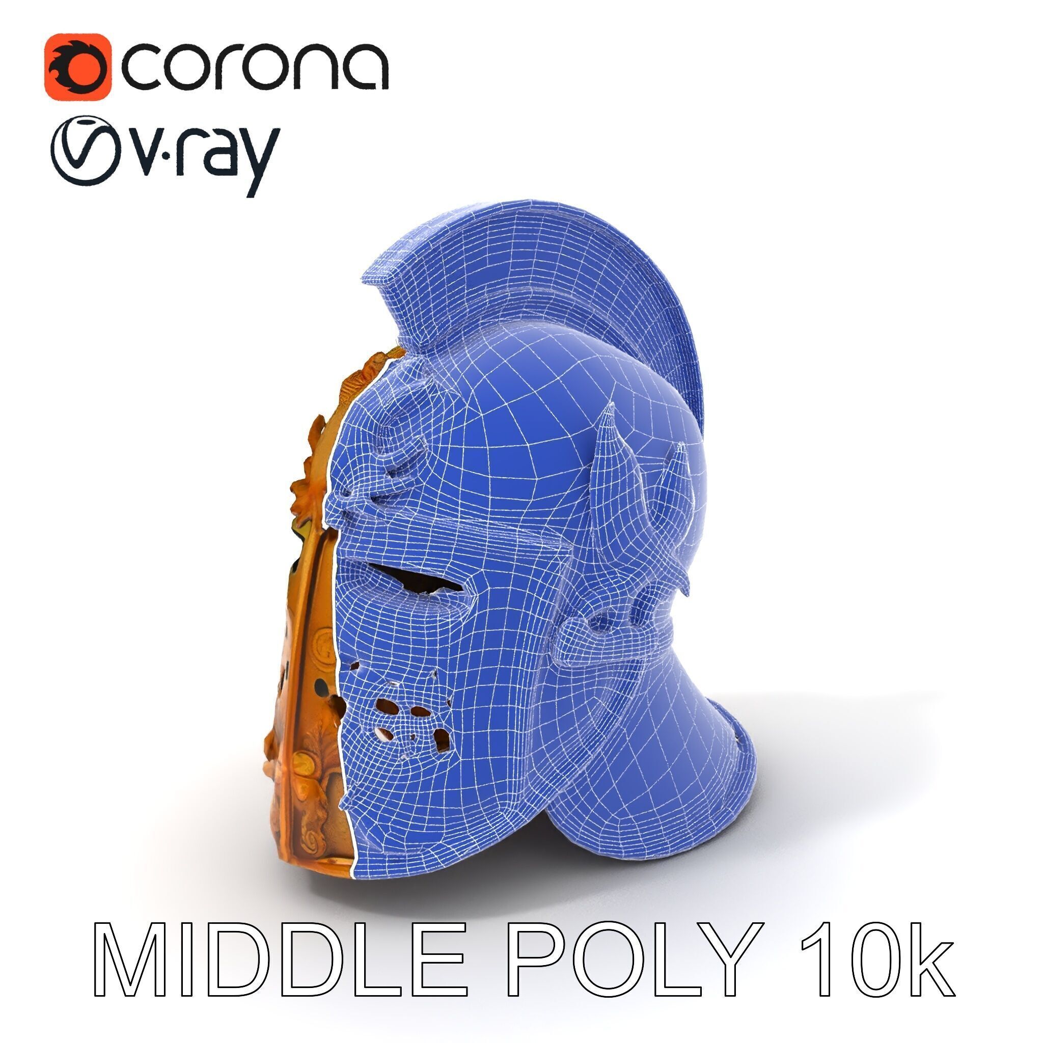 Golden Ancient Helmet Model Pack Low-poly 3D model_20