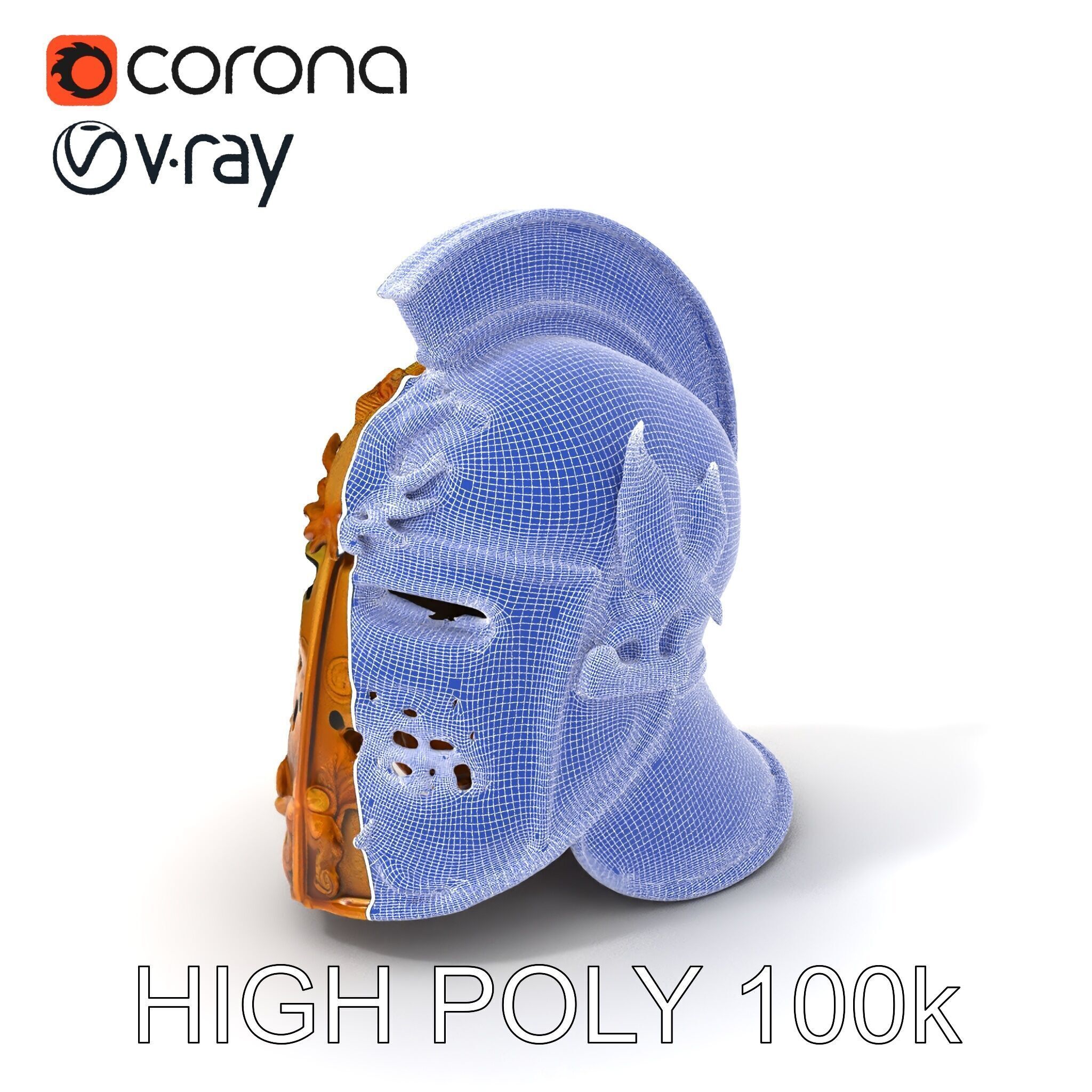 Golden Ancient Helmet Model Pack Low-poly 3D model_4